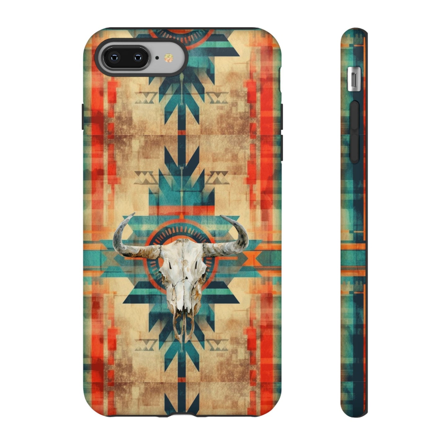 Phone case, Aztec-Inspired Western Cell Phone Cover with Aztec Cow Skull Design For iPhone Samsung Google, gifts for her