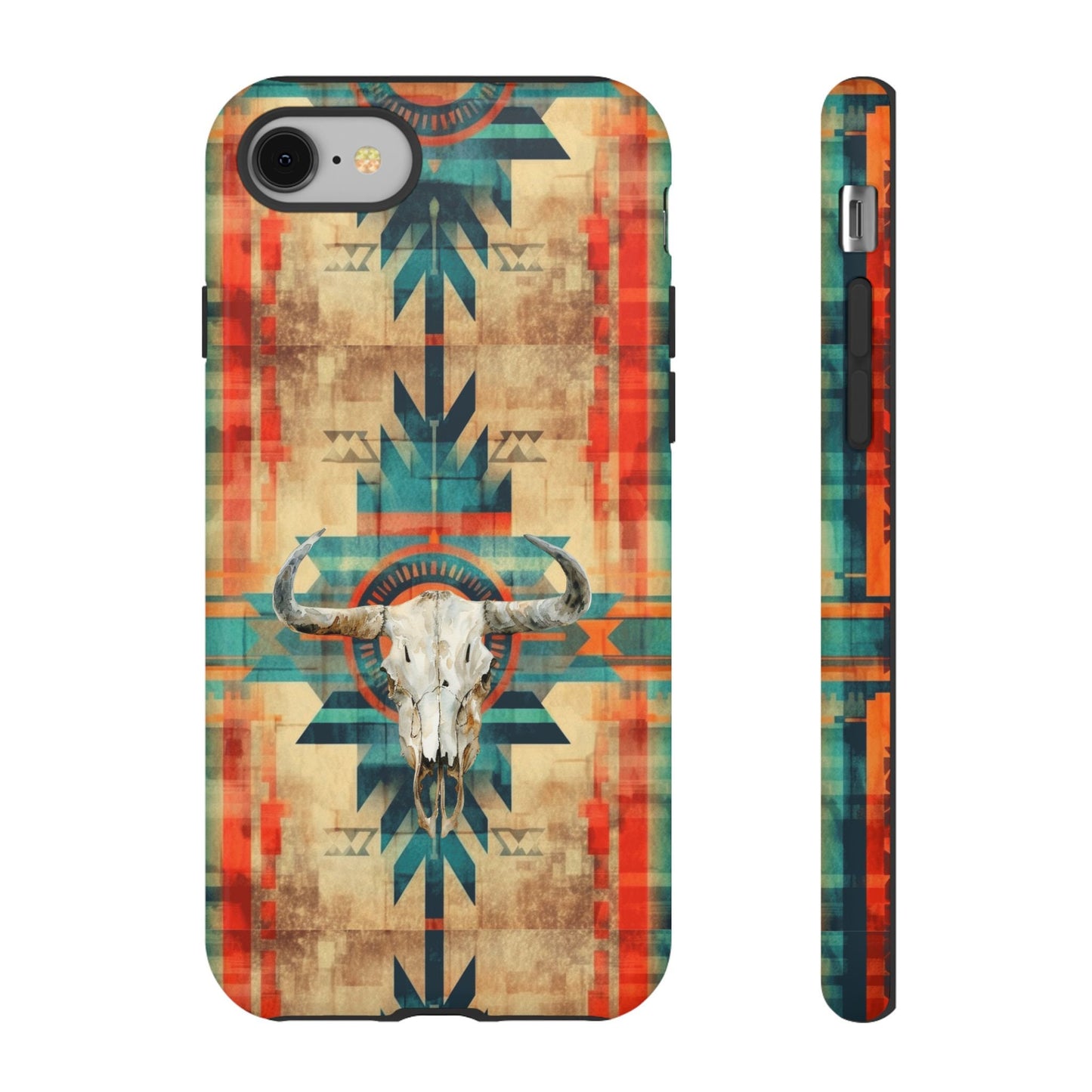 Phone case, Aztec-Inspired Western Cell Phone Cover with Aztec Cow Skull Design For iPhone Samsung Google, gifts for her