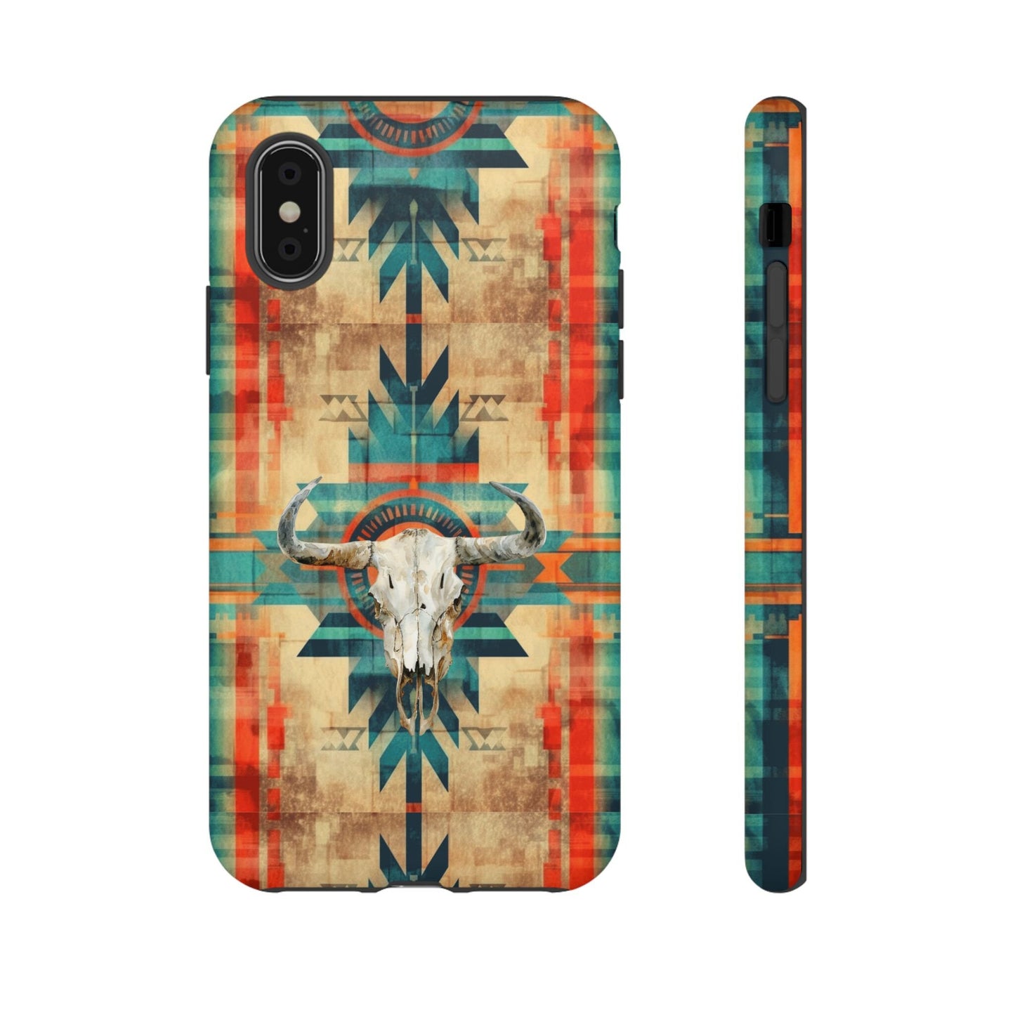 Phone case, Aztec-Inspired Western Cell Phone Cover with Aztec Cow Skull Design For iPhone Samsung Google, gifts for her