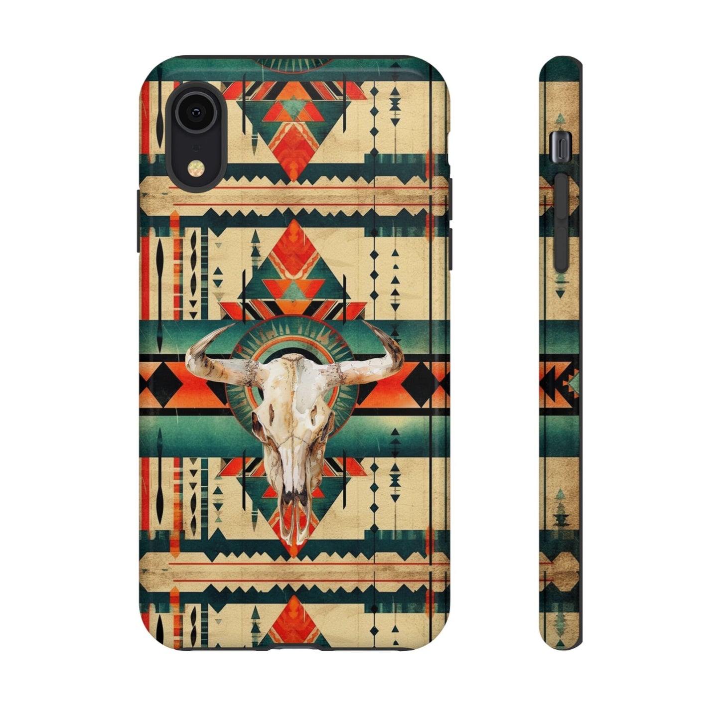 Phone Case, Cowgirl Western Cell Phone Case with Cow Skull Aztec Design for iPhone 15 14 13 12 Samsung Ultra Google, Gifts for her