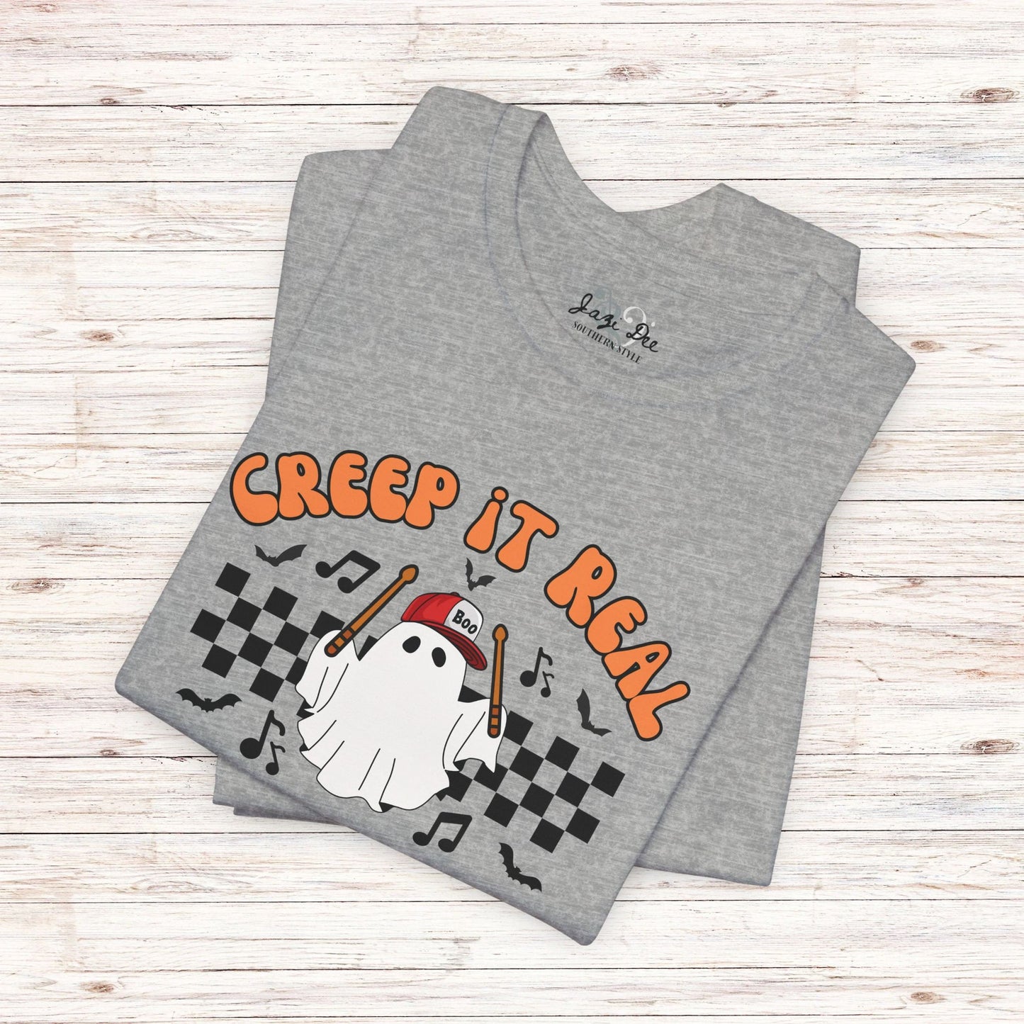 Halloween Shirt Creep It Real Retro Drummer Ghost Halloween T-Shirt Musician Gifts for Her 80s