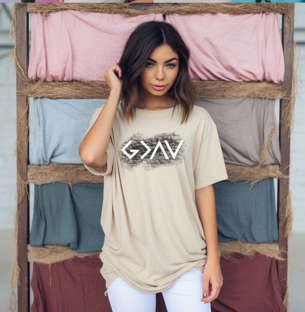 God is Greater Than The Highs and Lows Trendy Mens T-Shirt | Unique Gift for Him Her