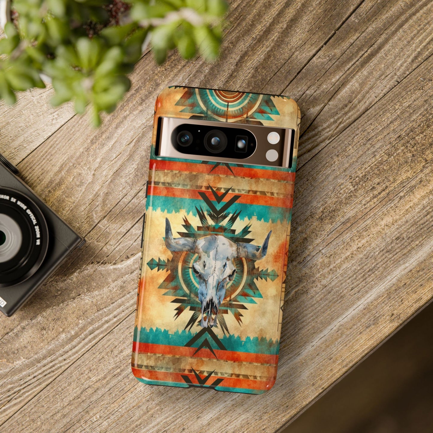 Phone Case, Cowgirl Cell Phone Case - Western Aztec Design, Cow Skull Phone Cover for iPhone 15 14 13 Samsung Ultra Google, Gifts for Her