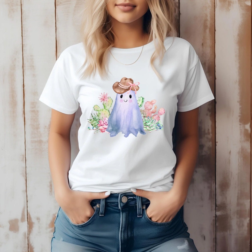 Western Halloween Shirt - Cute Cowboy Ghost T- Shirt