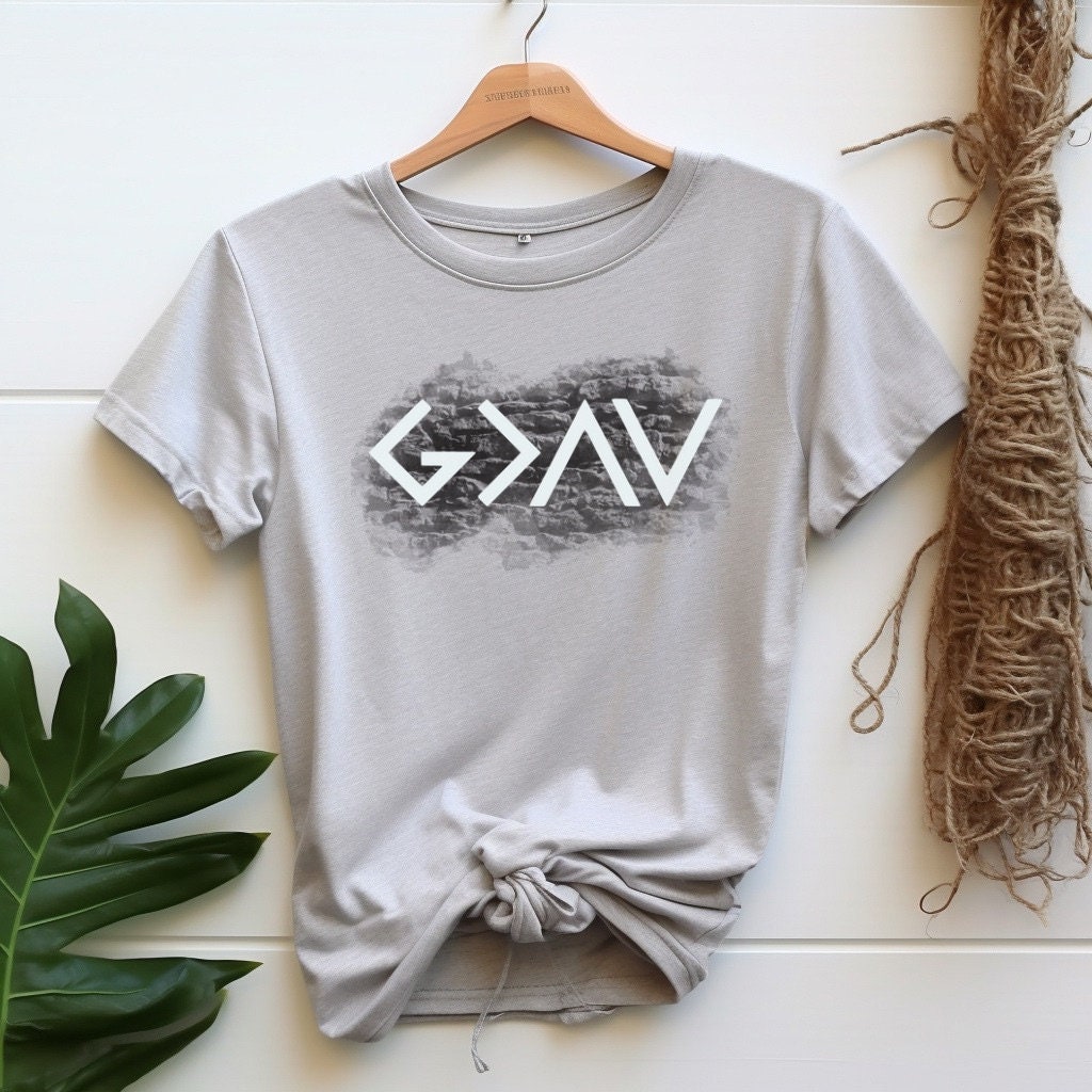 God is Greater Than The Highs and Lows Trendy Mens T-Shirt | Unique Gift for Him Her