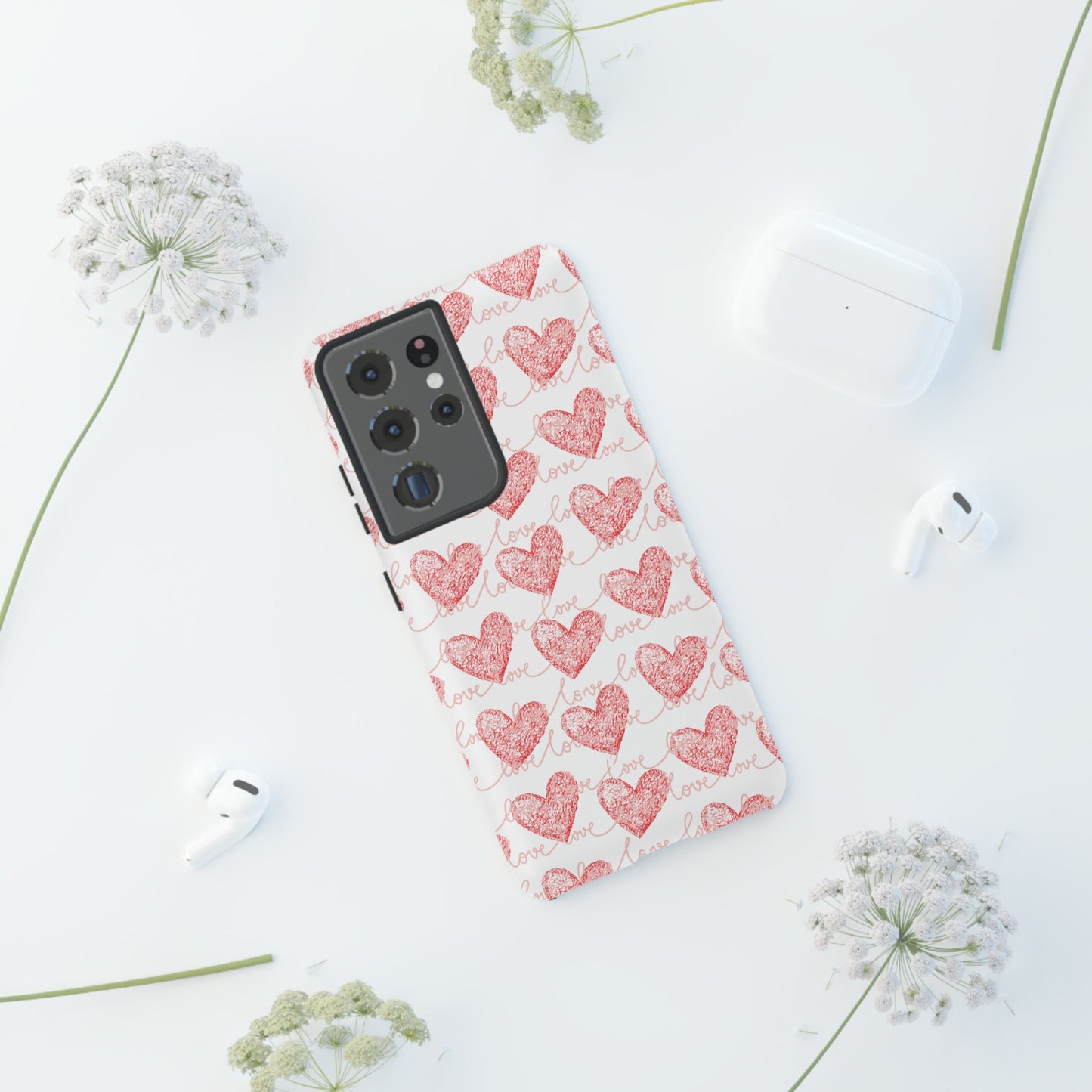 Love Hearts Cell Phone Case - Stylish Protection for iPhone 15 14 13 12 11 Samsung Galaxy for Valentines Day Gift For Her