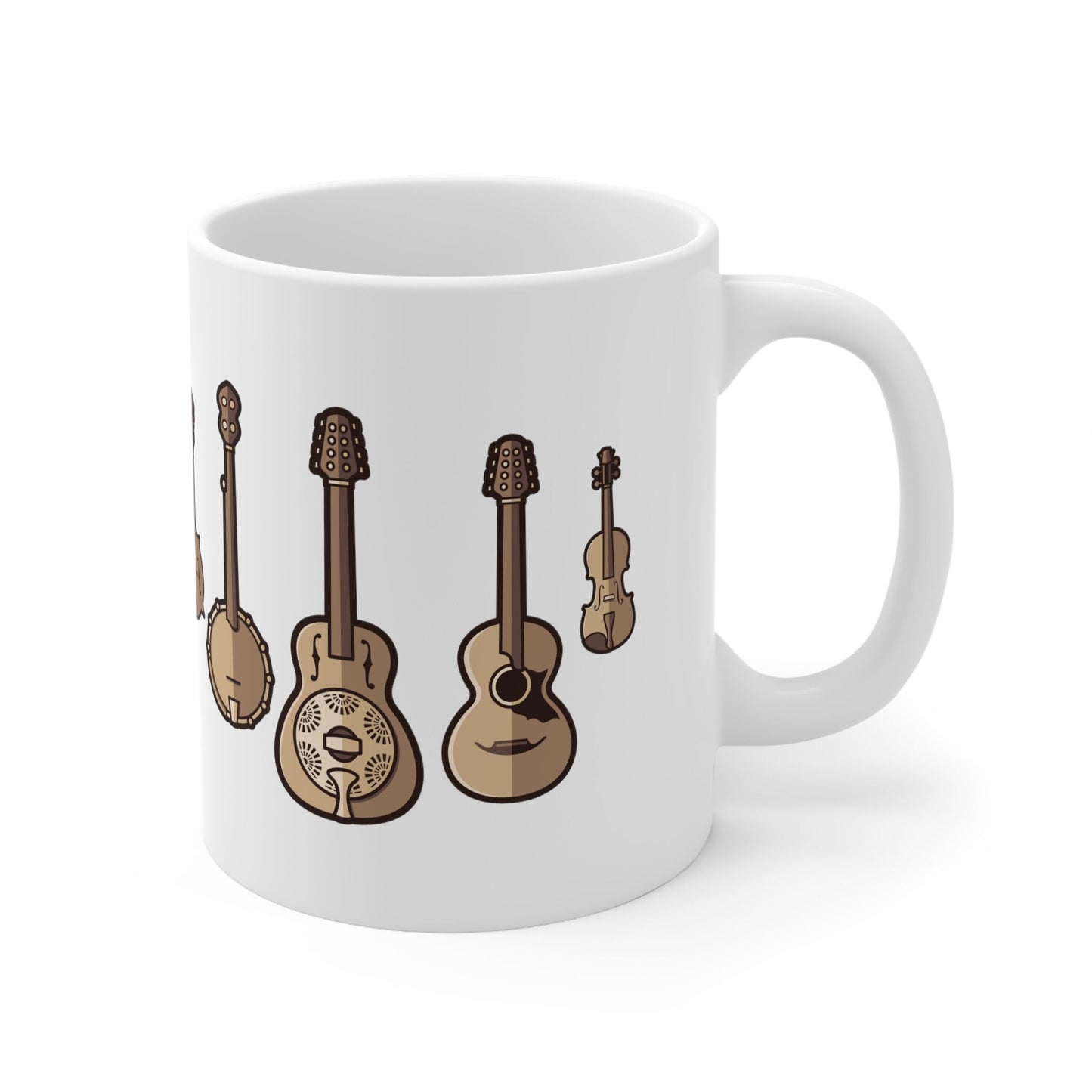 Bluegrass Mug, Country Music Mug, Banjo, Dobro, Guitar, Mandolin, Fiddle, Violin, Folk Music, Bluegrass Gift, Music Gift