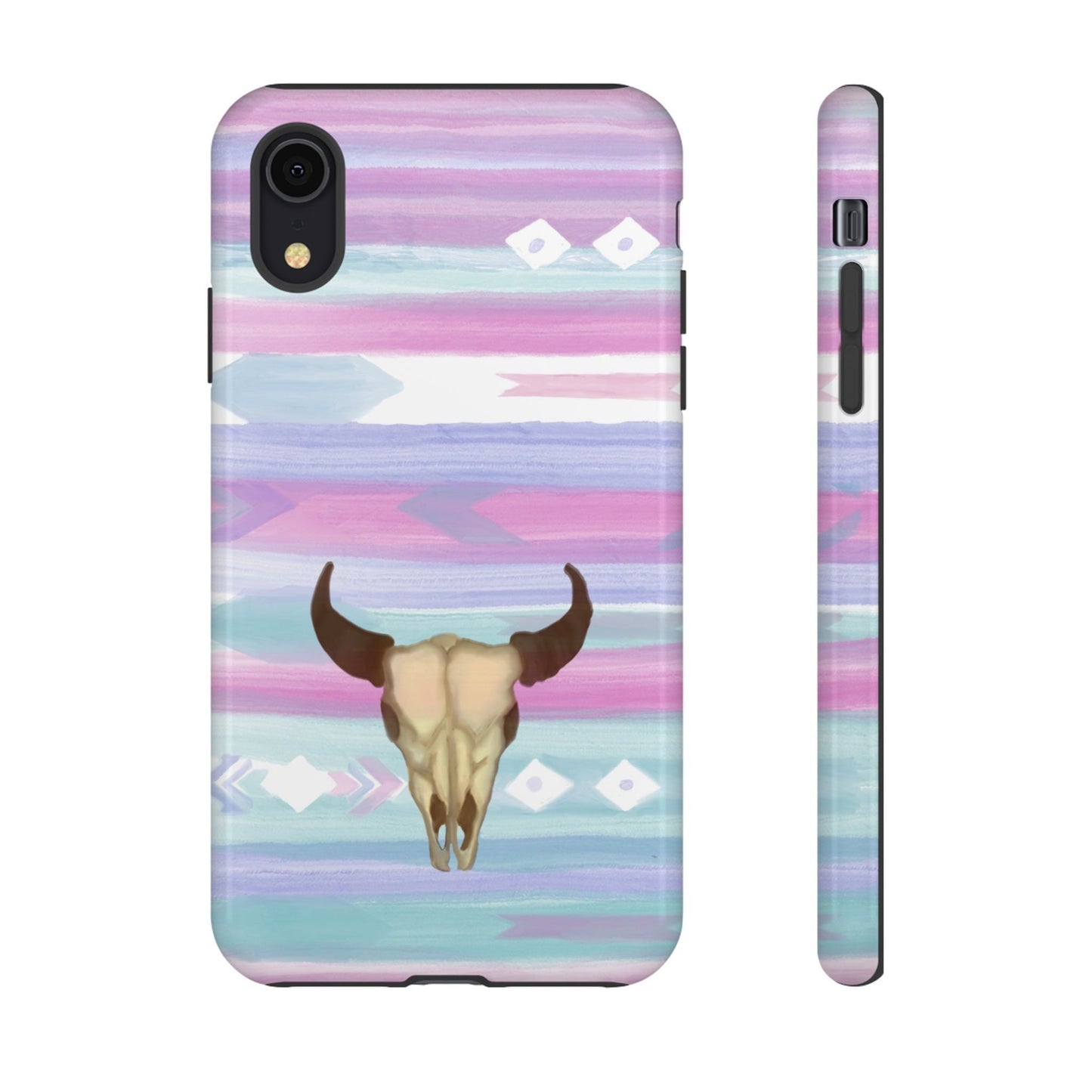 Western Phone Case Trendy Watercolor Design Cow Skull with Native American Vibes For iPhone Samsung Google