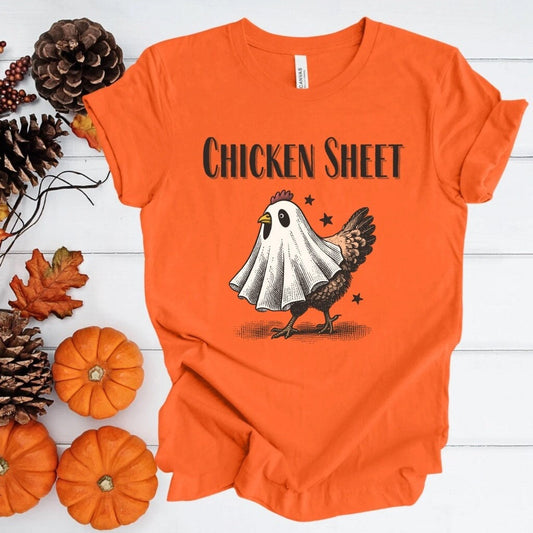 Chicken Halloween Shirt Western Halloween Shirt Chicken Sheet T-Shirt Ghost Cowboy Hat and Guitar Graphic Tee