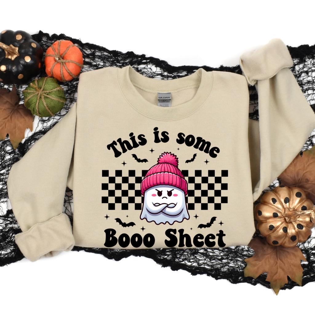 Retro Halloween SweatShirt, This is Some Boo Sheet, Cute Ghost Halloween Shirt, Trendy Spooky Hoodie, Vintage Cozy Sweater, Gifts for Her