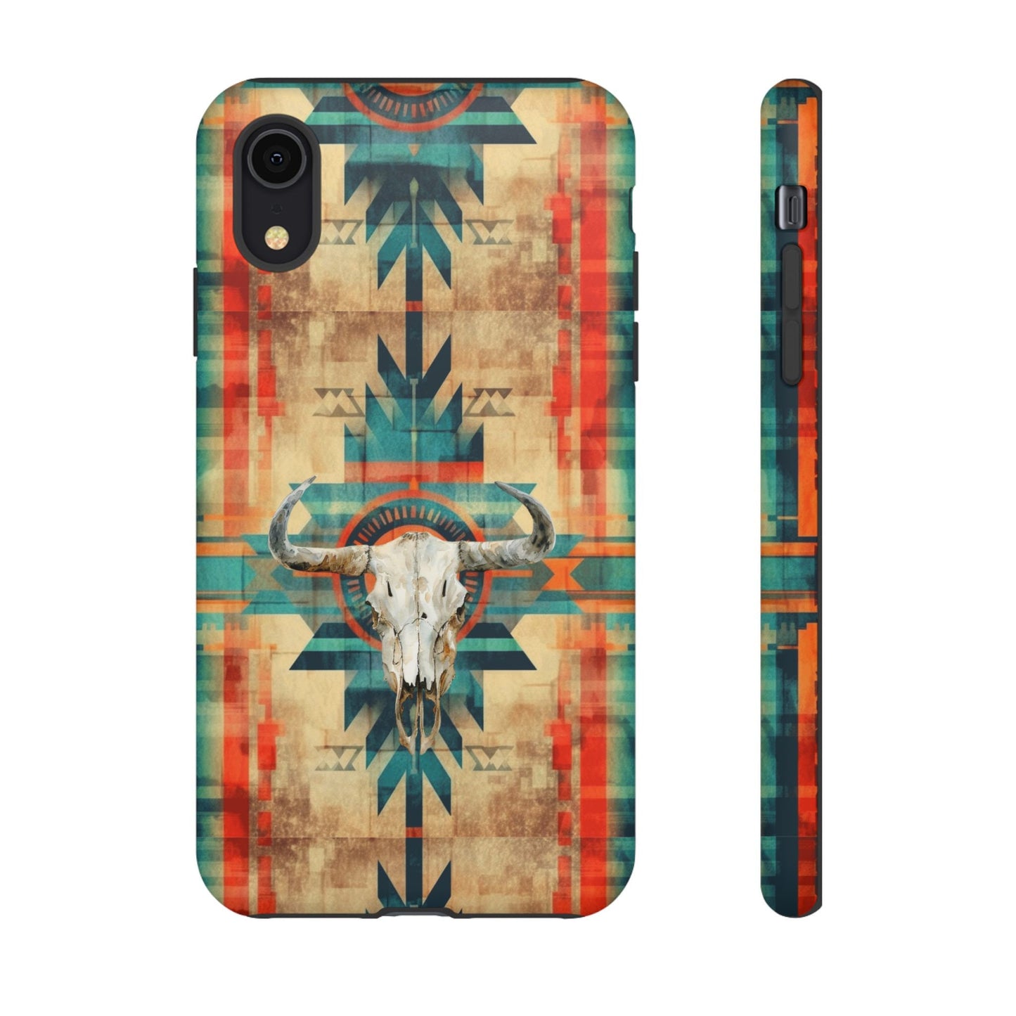 Phone case, Aztec-Inspired Western Cell Phone Cover with Aztec Cow Skull Design For iPhone Samsung Google, gifts for her