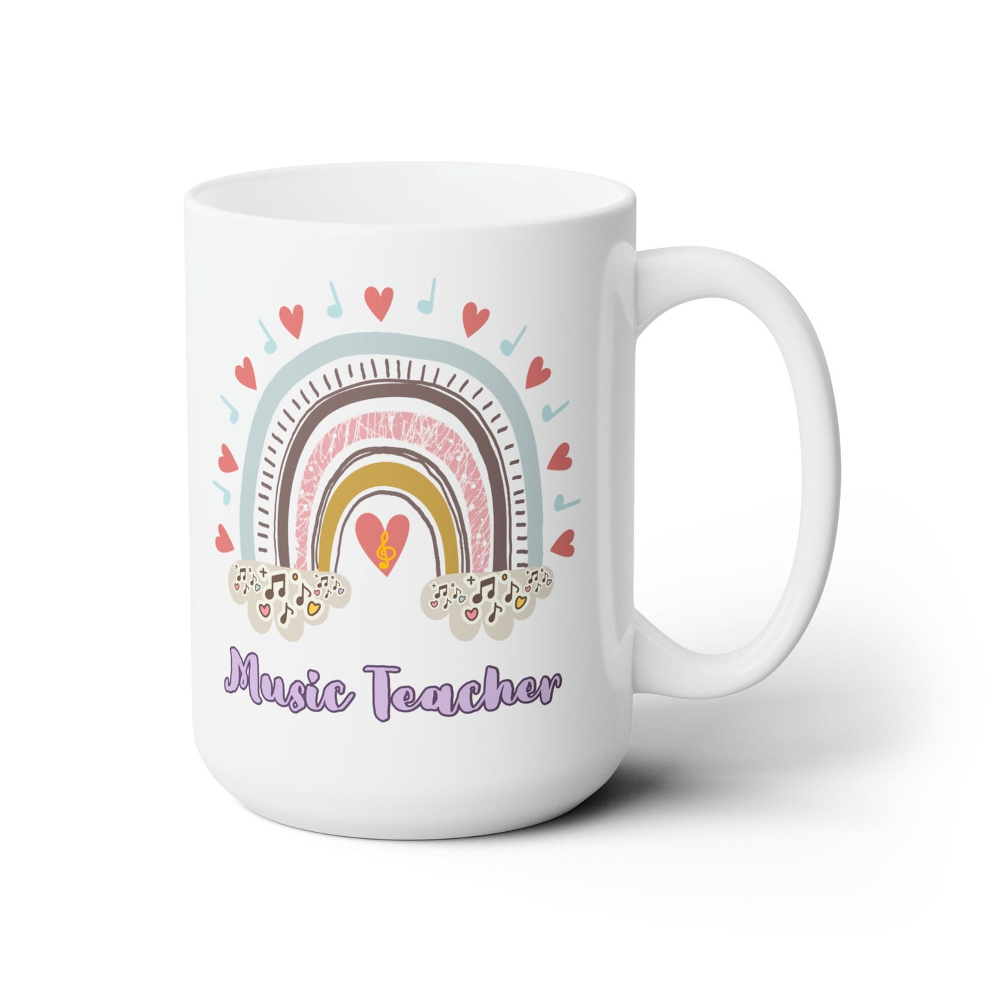 Music Teacher Mug Large Boho Rainbow Music Teacher Mug, Music Teacher Coffee Cup, Music Teacher Gift, Mom Gift, Gifts for Her, Teacher Gift