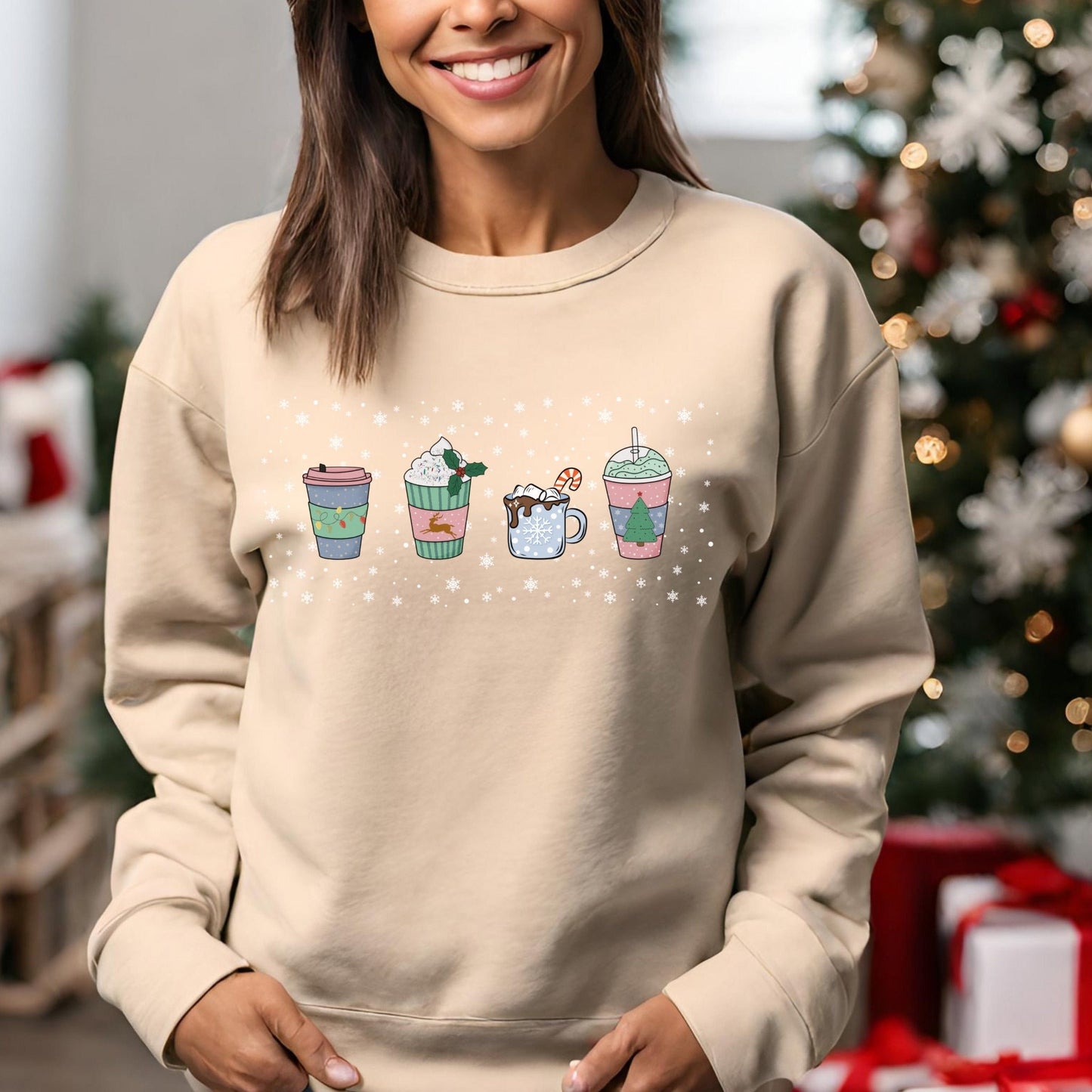 Cute Coffee Cup Sweatshirt, Christmas Sweatshirt, Cute Christmas Sweatshirt, Holiday Sweatshirt, Christmas Gift, Mom Gift