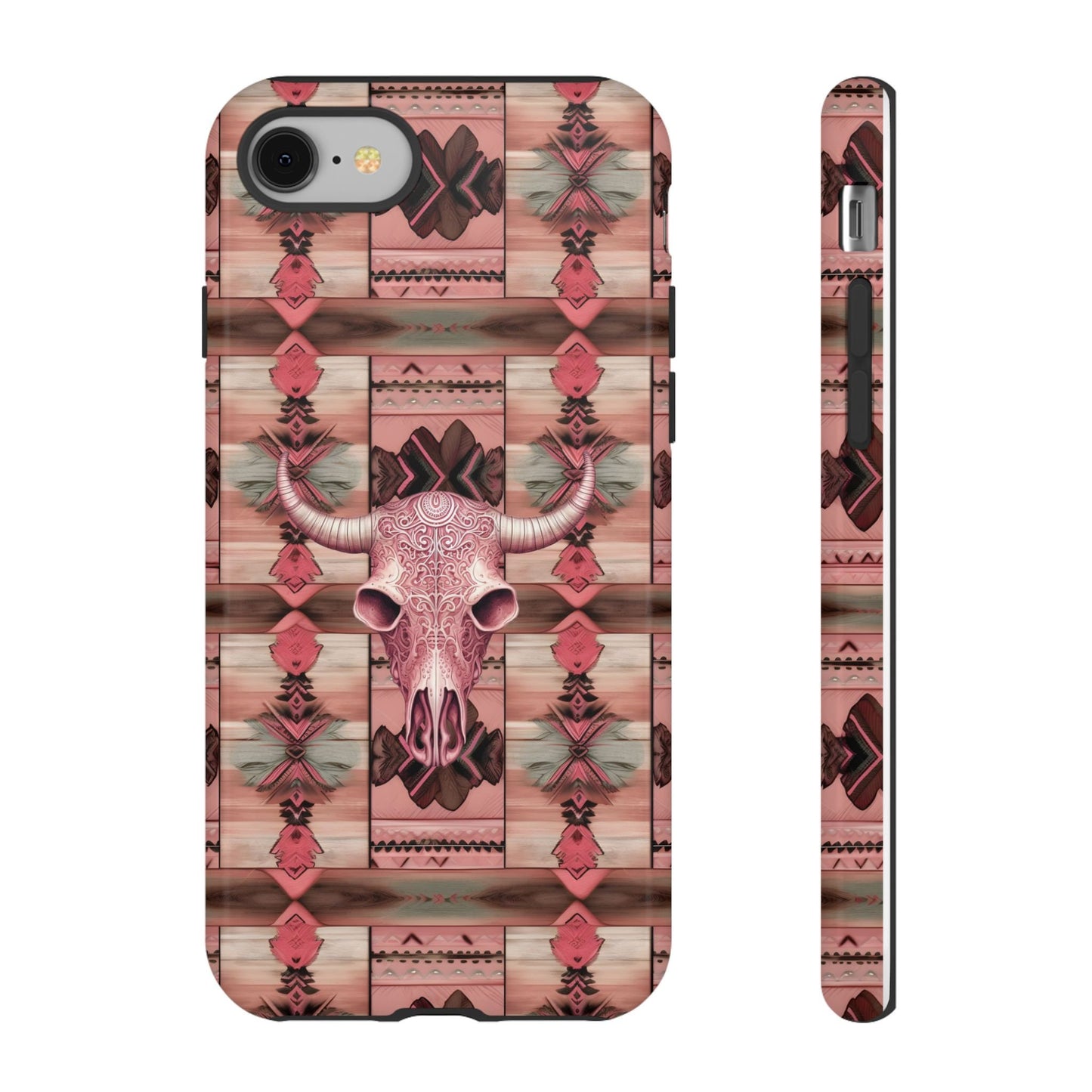 Pink Cowgirl Phone Case with Cow Skull design  Country Western Cell phone Cover