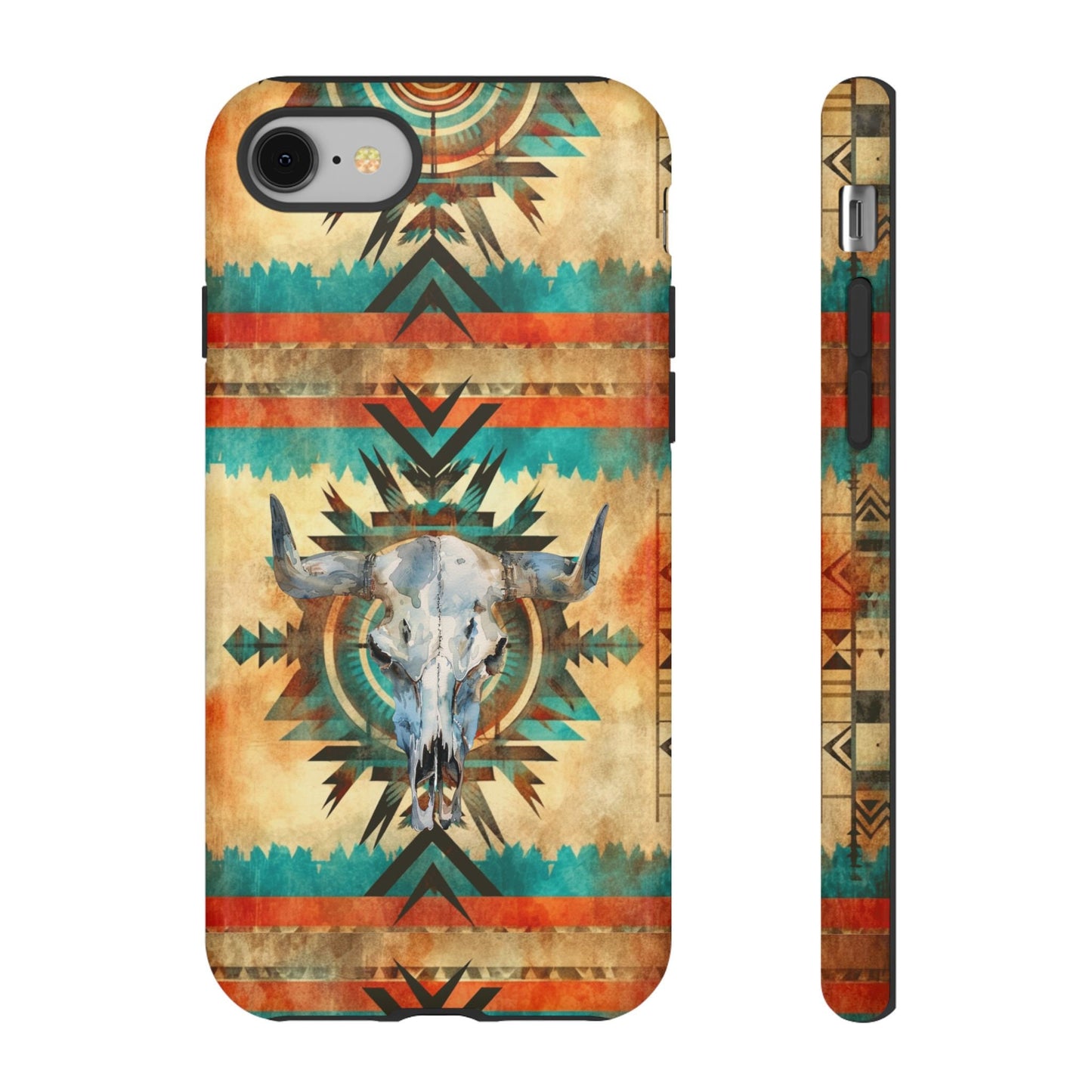 Phone Case, Cowgirl Cell Phone Case - Western Aztec Design, Cow Skull Phone Cover for iPhone 15 14 13 Samsung Ultra Google, Gifts for Her