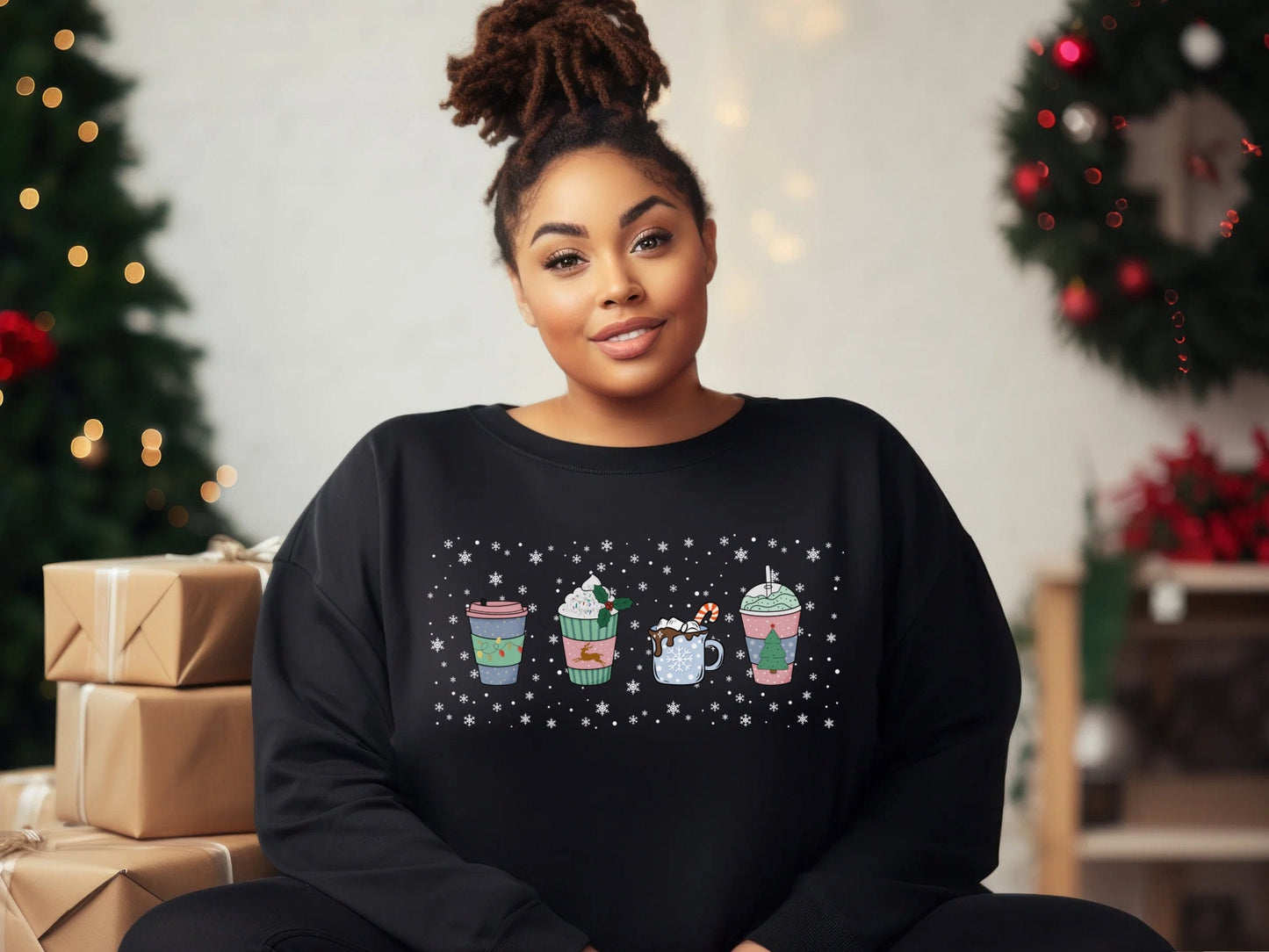 Cute Coffee Cup Sweatshirt, Christmas Sweatshirt, Cute Christmas Sweatshirt, Holiday Sweatshirt, Christmas Gift, Mom Gift