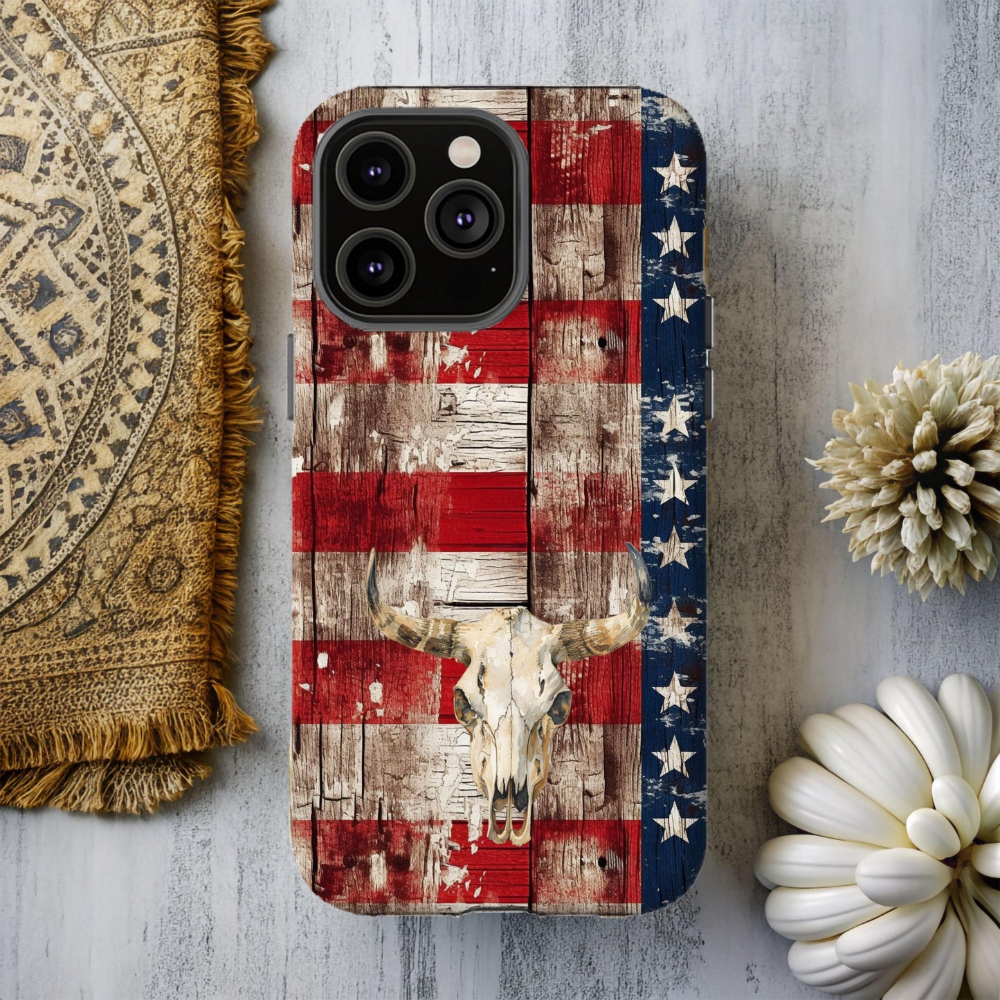 Western Phone Case, America Country Cover, USA Cowboy Patriotic Cell Accessory, iPhone 16, Cowgirl Gifts for Her, American Flag, 4th of July