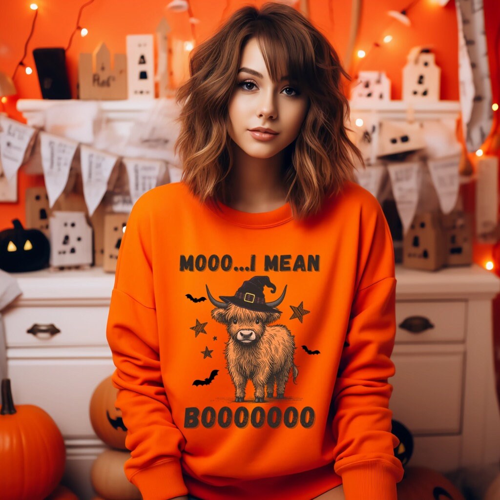 Halloween Sweatshirt Cute Cow Shirt Boo I Mean Moo - Boo Y'all Western Halloween Shirt Cowgirl Fall Shirt