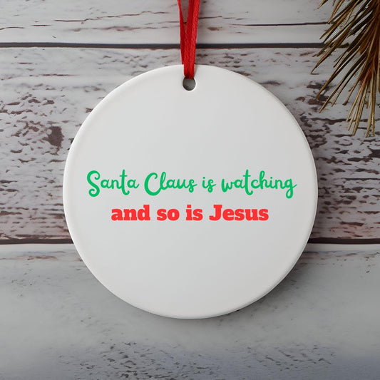 Funny Christmas Ornament, Holiday Decor, Xmas Decorations, Jesus Santa Ornament, Gifts for Her, Friends Gift