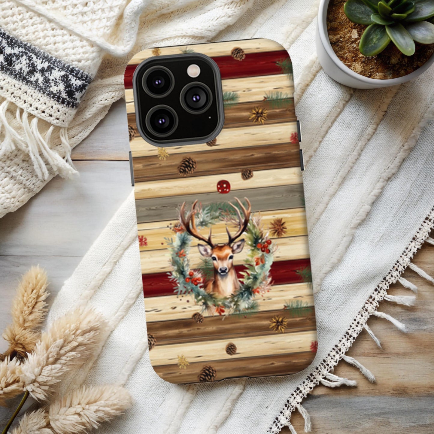 Western Christmas Phone Case, Country Xmas Cover, Cowboy Holiday Cell Accessory, Cowgirl Gifts for Her, Festive Cow Skull