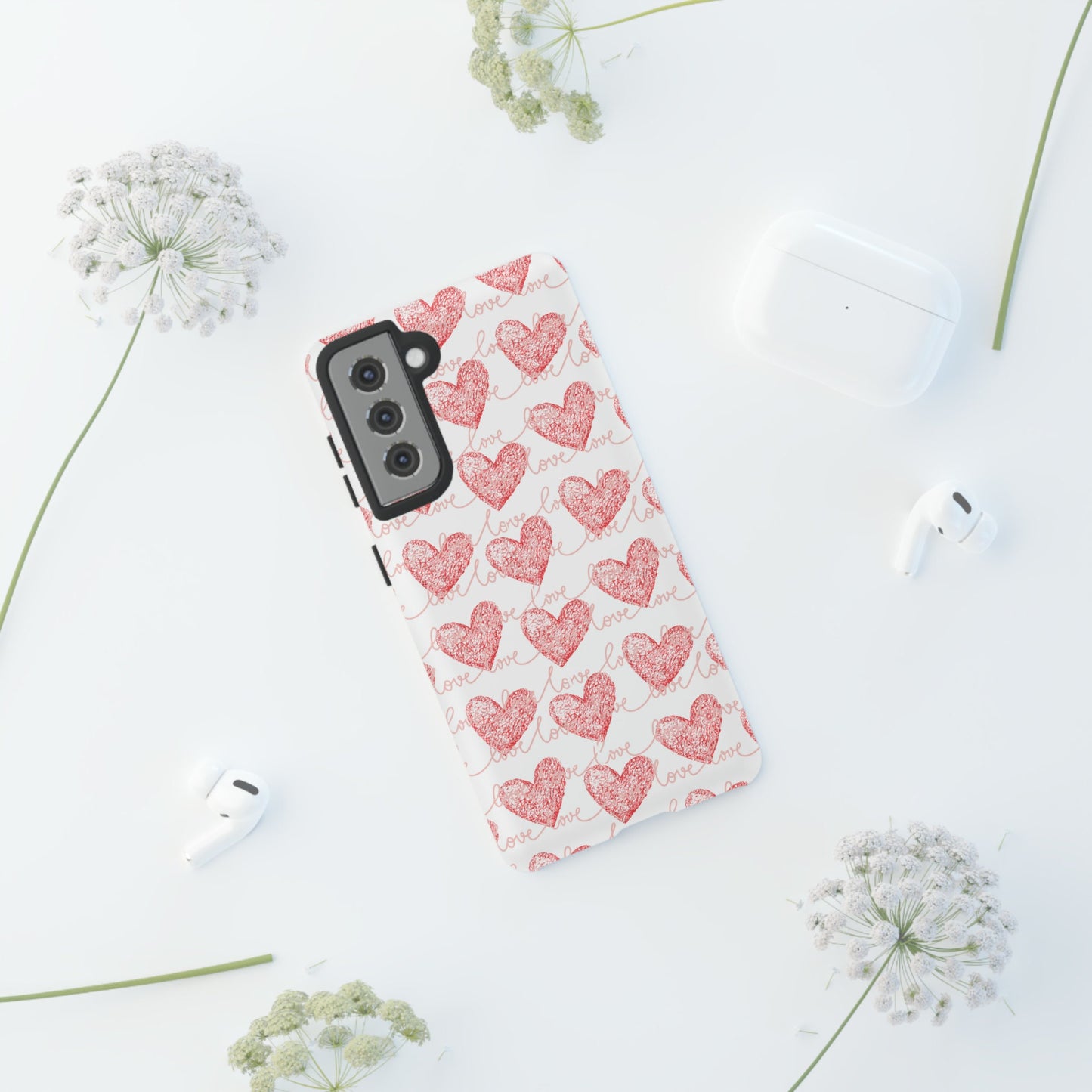 Love Hearts Cell Phone Case - Stylish Protection for iPhone 15 14 13 12 11 Samsung Galaxy for Valentines Day Gift For Her