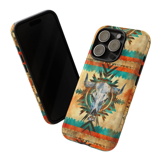 Phone Case, Cowgirl Cell Phone Case - Western Aztec Design, Cow Skull Phone Cover for iPhone 15 14 13 Samsung Ultra Google, Gifts for Her