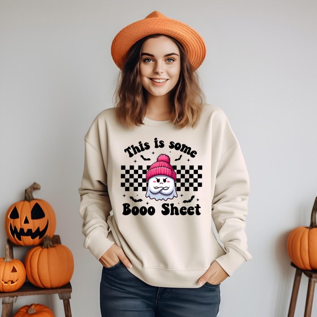 Retro Halloween SweatShirt, This is Some Boo Sheet, Cute Ghost Halloween Shirt, Trendy Spooky Hoodie, Vintage Cozy Sweater, Gifts for Her