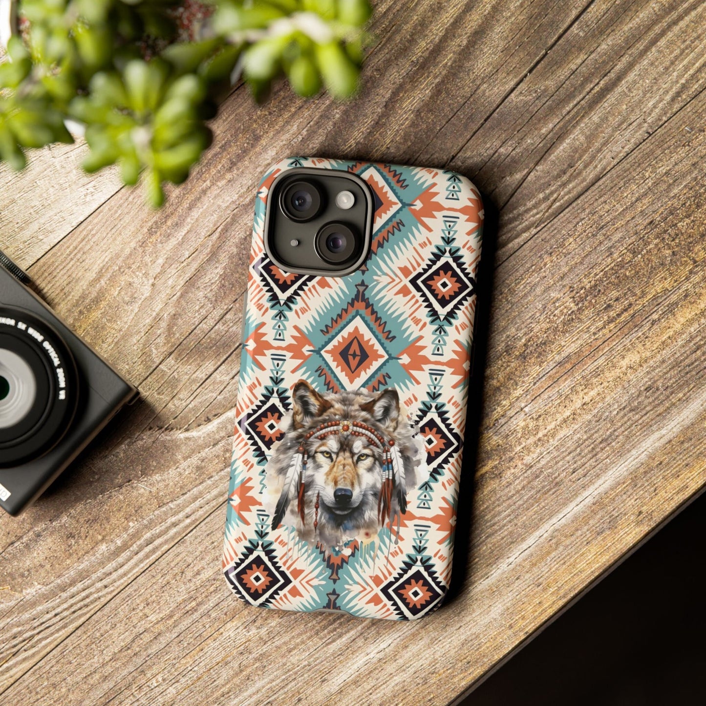 Native American Phone Case Wolf Case Cowgirl Chic Cell Phone Cover - Western Aztec Design Phone Case for iPhone Samsung Google