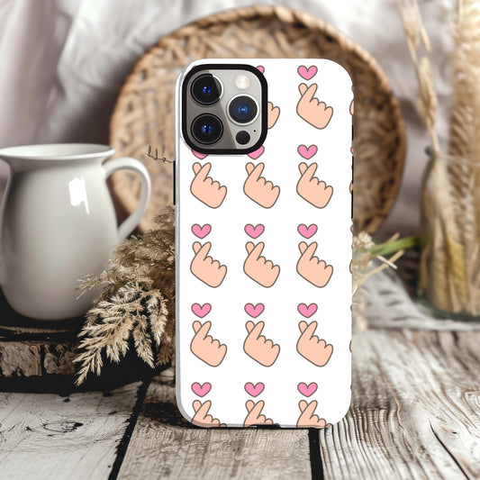 K-Pop Phone Case Kdrama Finger Hearts Phone Cover for iPhone 16 15 14 13 12 11 Samsung Galaxy Ultra for Unique Gift For Kpop Lover