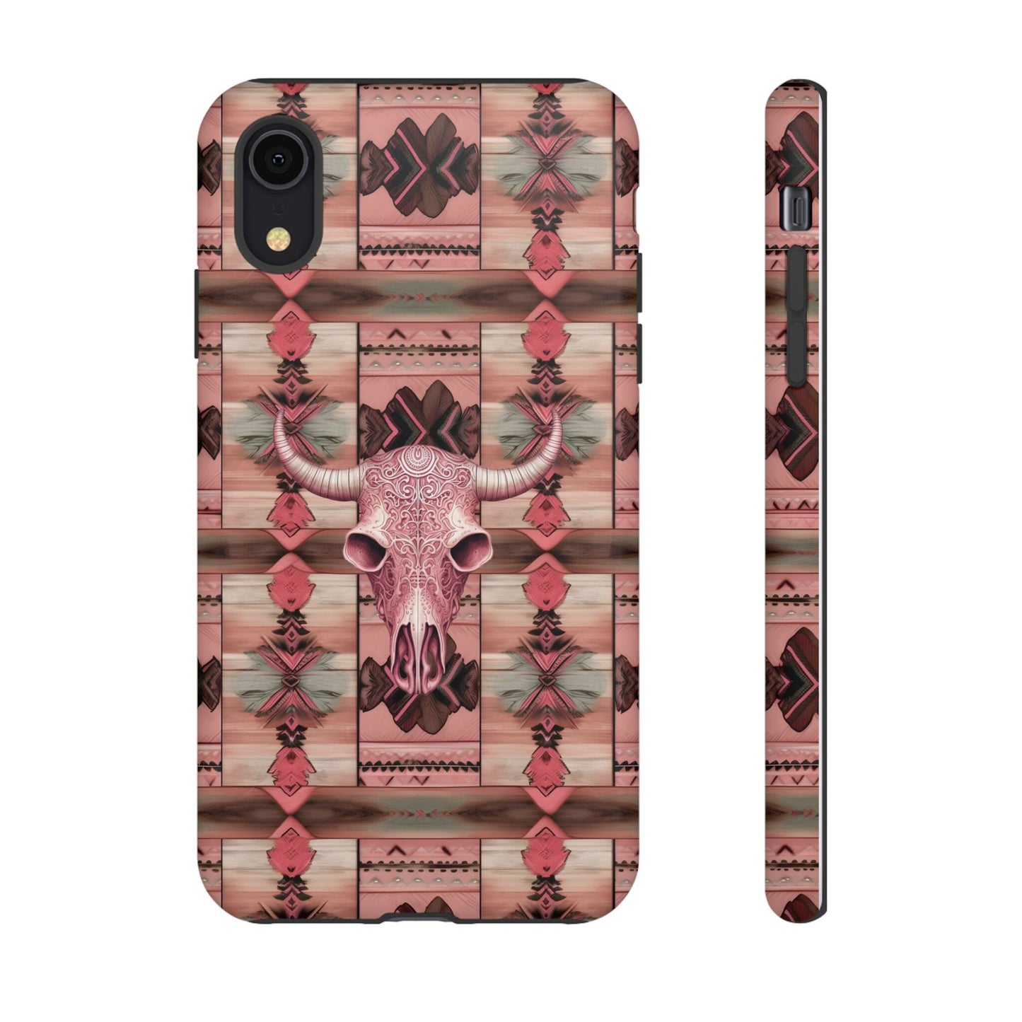 Pink Cowgirl Phone Case with Cow Skull design  Country Western Cell phone Cover