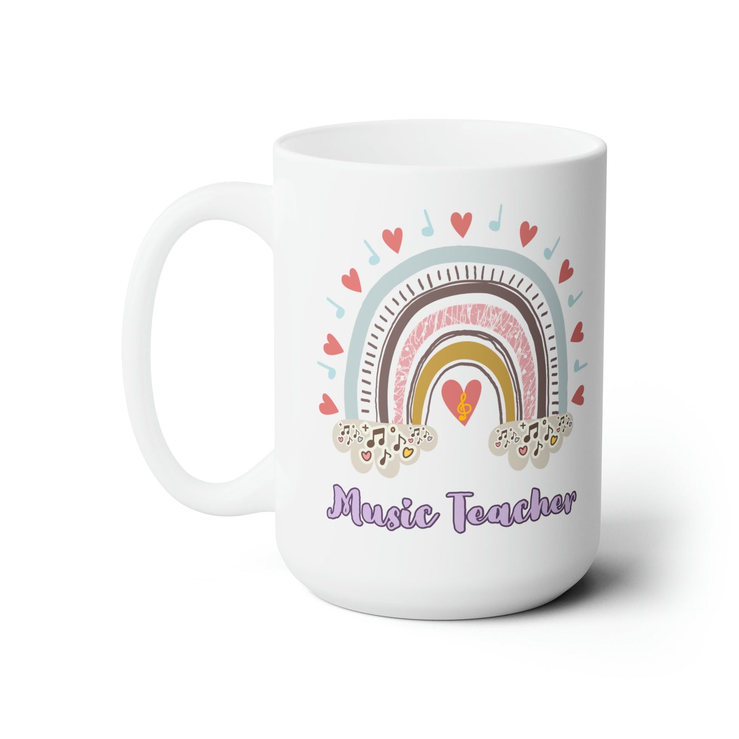 Music Teacher Mug Large Boho Rainbow Music Teacher Mug, Music Teacher Coffee Cup, Music Teacher Gift, Mom Gift, Gifts for Her, Teacher Gift