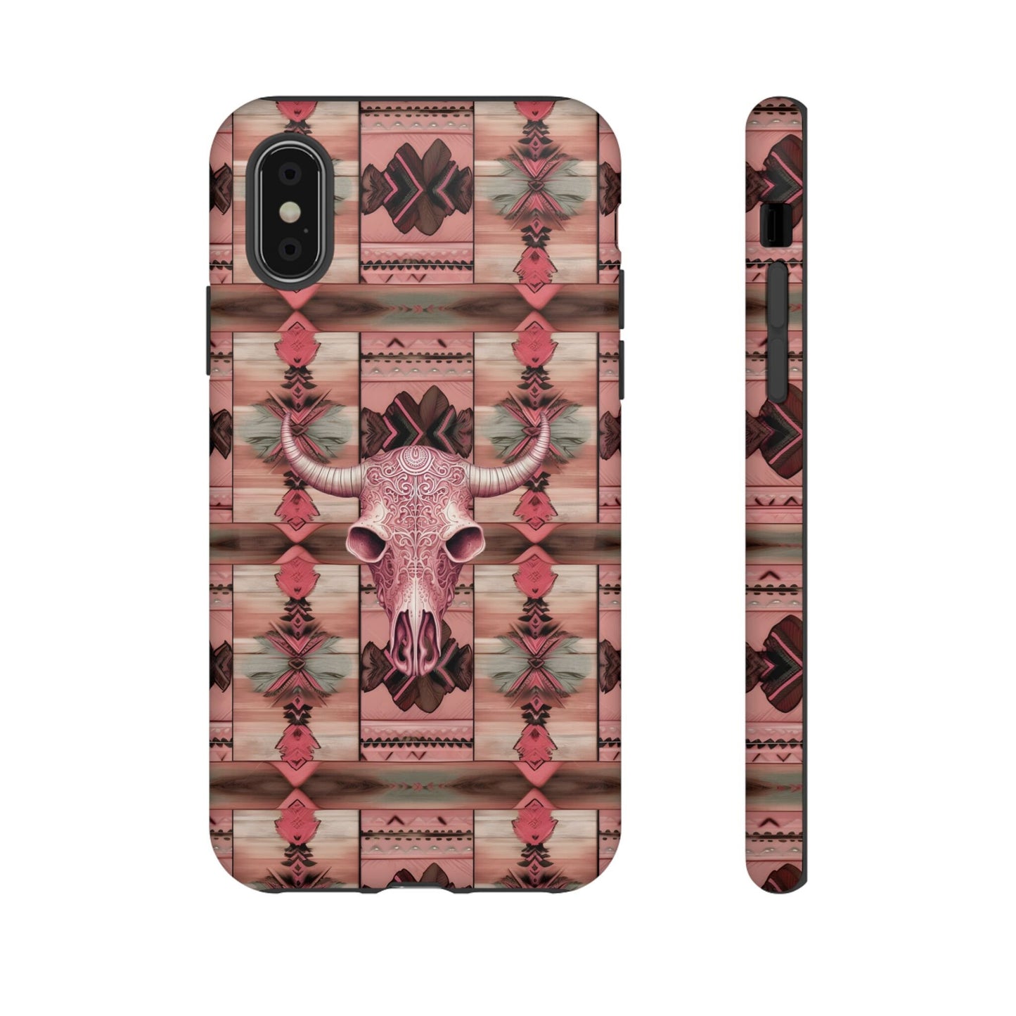 Pink Cowgirl Phone Case with Cow Skull design  Country Western Cell phone Cover