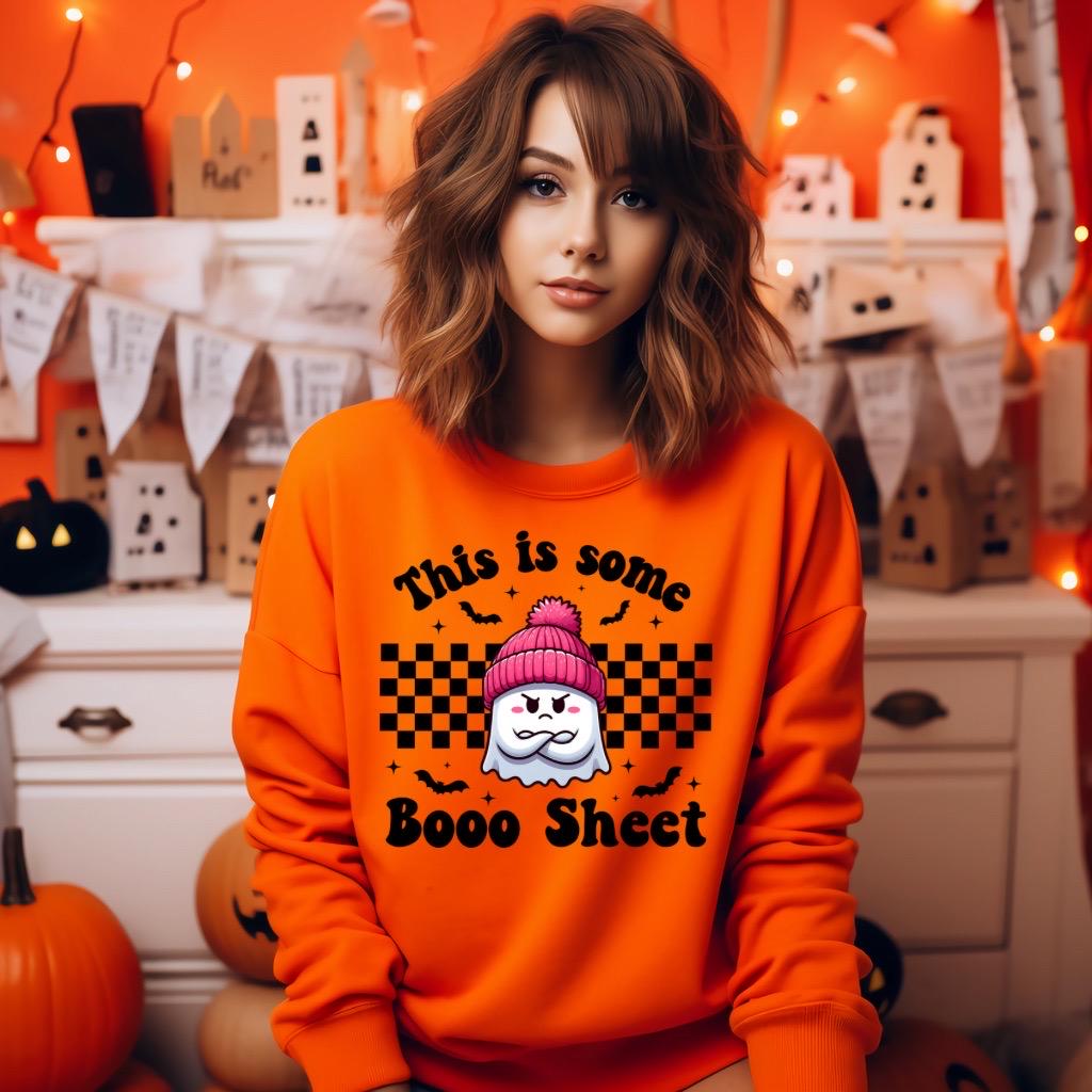 Retro Halloween SweatShirt, This is Some Boo Sheet, Cute Ghost Halloween Shirt, Trendy Spooky Hoodie, Vintage Cozy Sweater, Gifts for Her