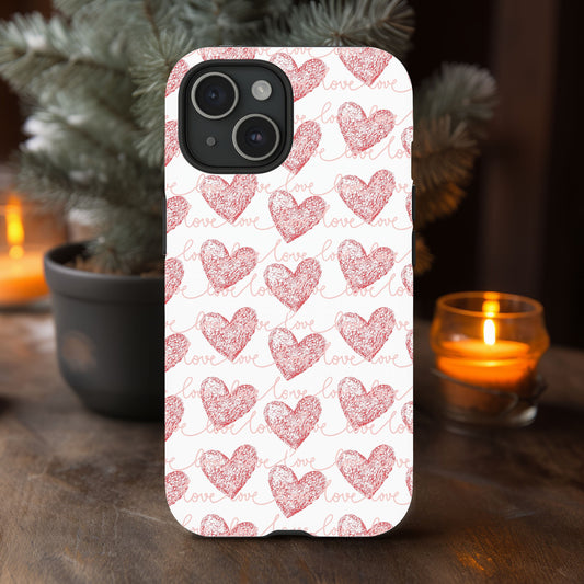 Love Hearts Cell Phone Case - Stylish Protection for iPhone 15 14 13 12 11 Samsung Galaxy for Valentines Day Gift For Her