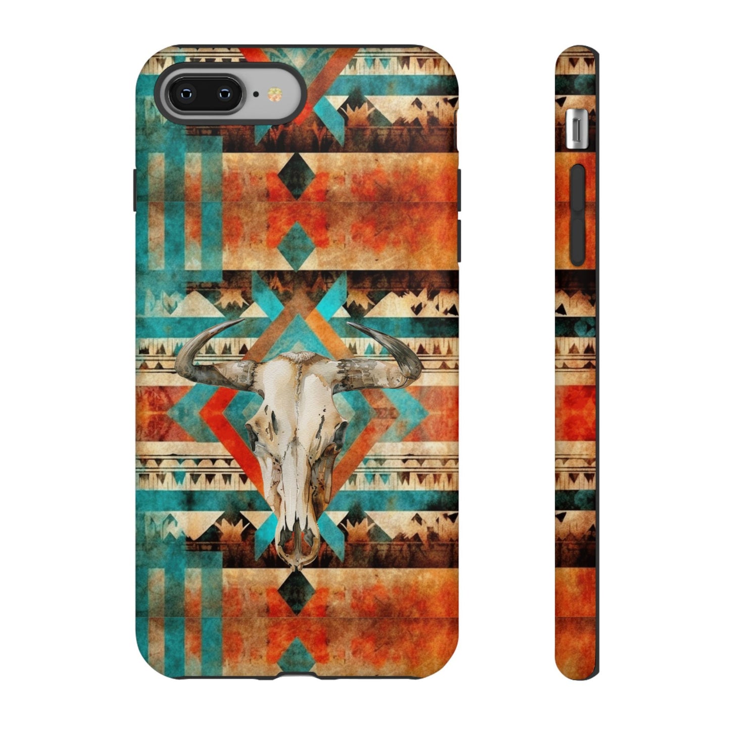 Phone Case, Cowgirl Cell Phone Cover - Western Phone Case Aztec Design Cow Skull For iPhone 15 14 13 12 Samsung Ultra Google, Gifts for Her