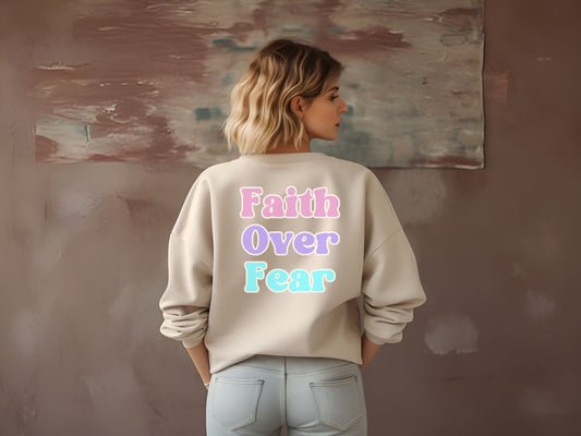 Faith Over Fear Sweatshirt, Aesthetic Sweatshirts, Jesus Hoodie, Trendy Church Shirt, Inspirational Quotes Bible Verse