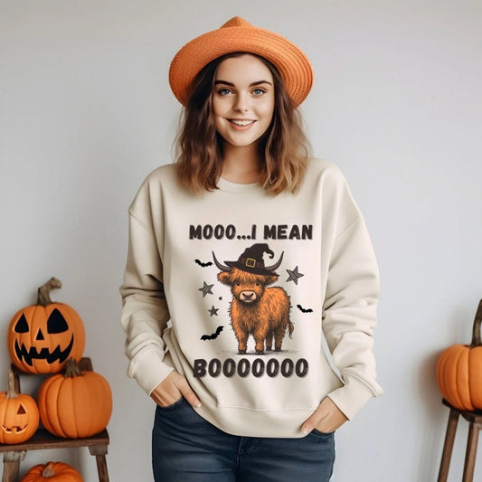 Halloween Sweatshirt Cute Cow Shirt Boo I Mean Moo - Boo Y'all Western Halloween Shirt Cowgirl Fall Shirt