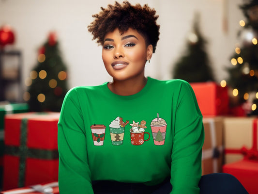 Cute Christmas Coffee Cup Sweatshirt, Christmas Sweatshirt, Cute Christmas Sweatshirt, Holiday Sweatshirt, Christmas Gift, Mom Gift