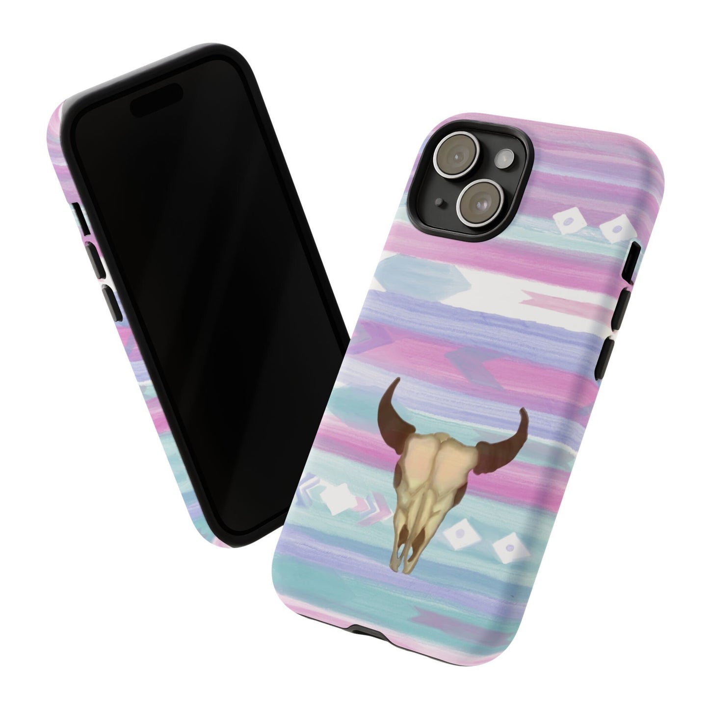 Western Phone Case Trendy Watercolor Design Cow Skull with Native American Vibes For iPhone Samsung Google