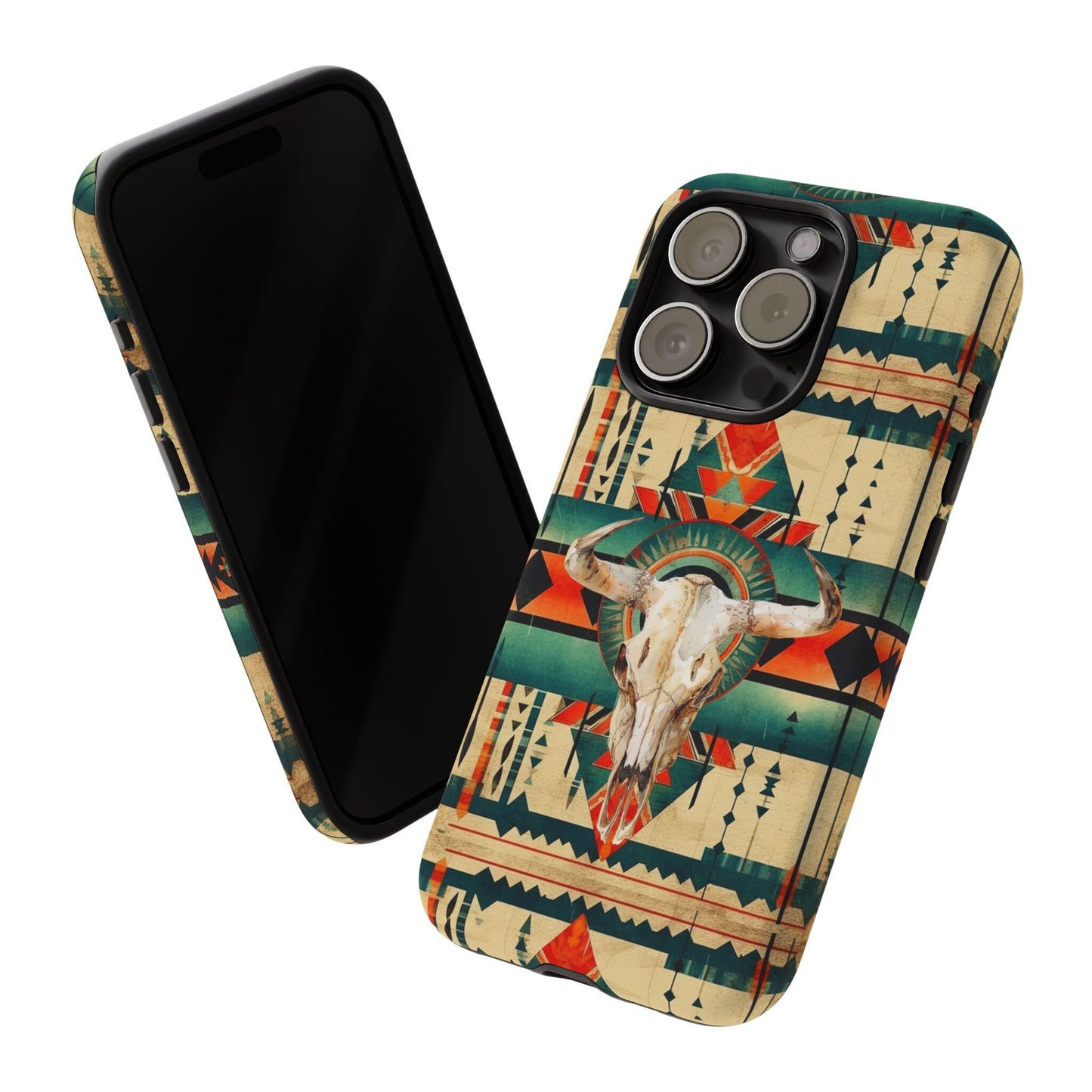 Phone Case, Cowgirl Western Cell Phone Case with Cow Skull Aztec Design for iPhone 15 14 13 12 Samsung Ultra Google, Gifts for her