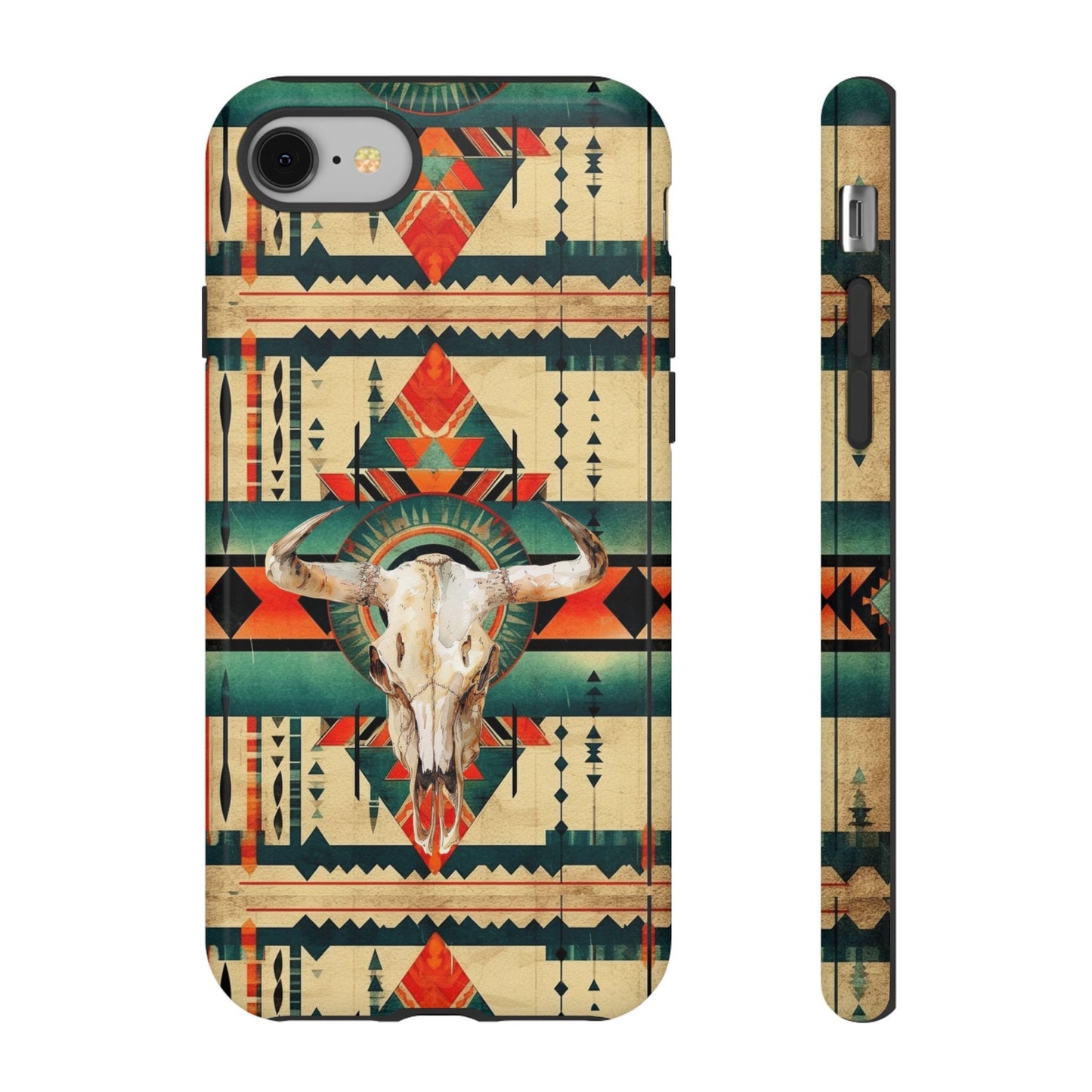 Phone Case, Cowgirl Western Cell Phone Case with Cow Skull Aztec Design for iPhone 15 14 13 12 Samsung Ultra Google, Gifts for her