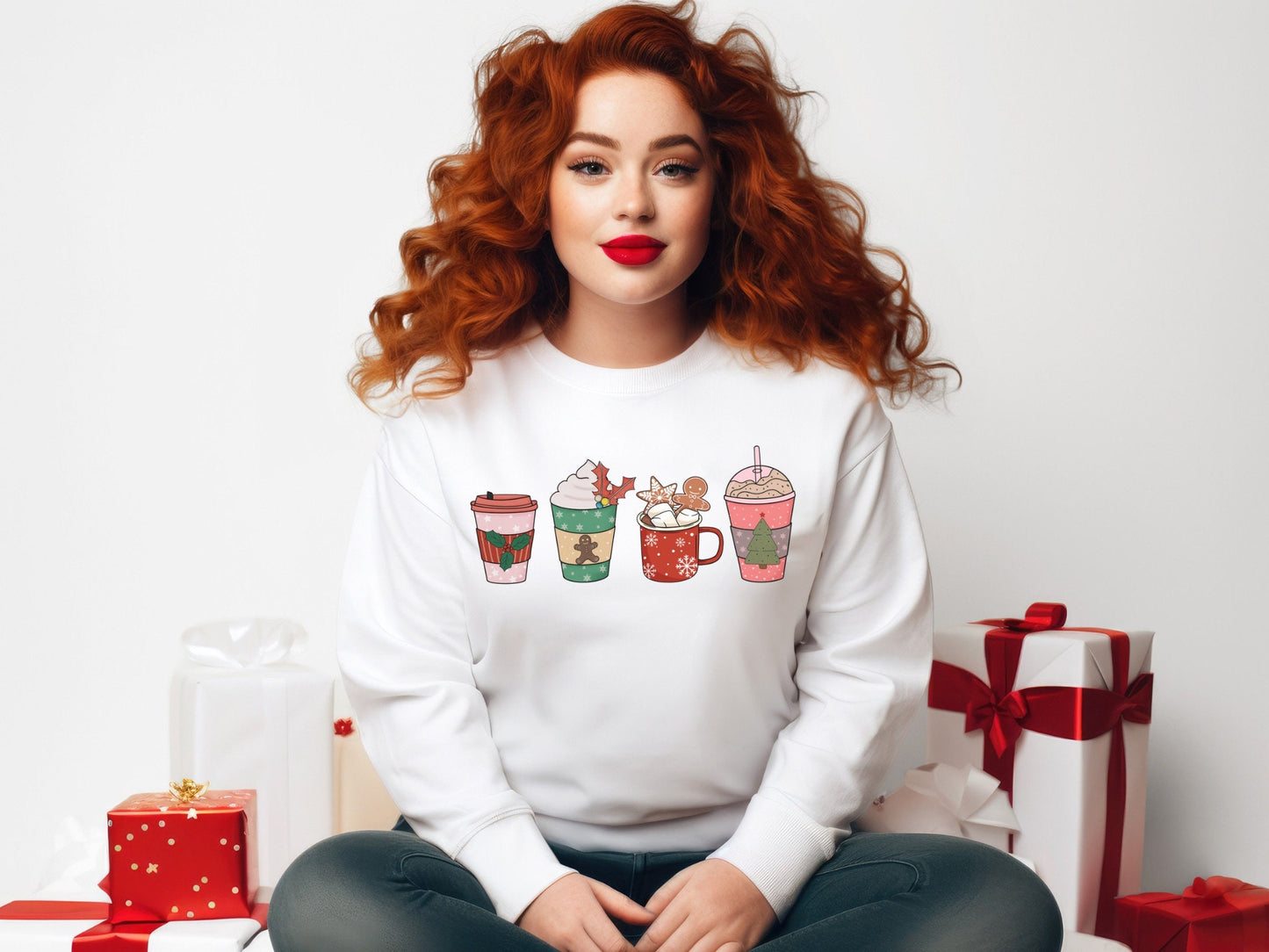 Cute Christmas Coffee Cup Sweatshirt, Christmas Sweatshirt, Cute Christmas Sweatshirt, Holiday Sweatshirt, Christmas Gift, Mom Gift