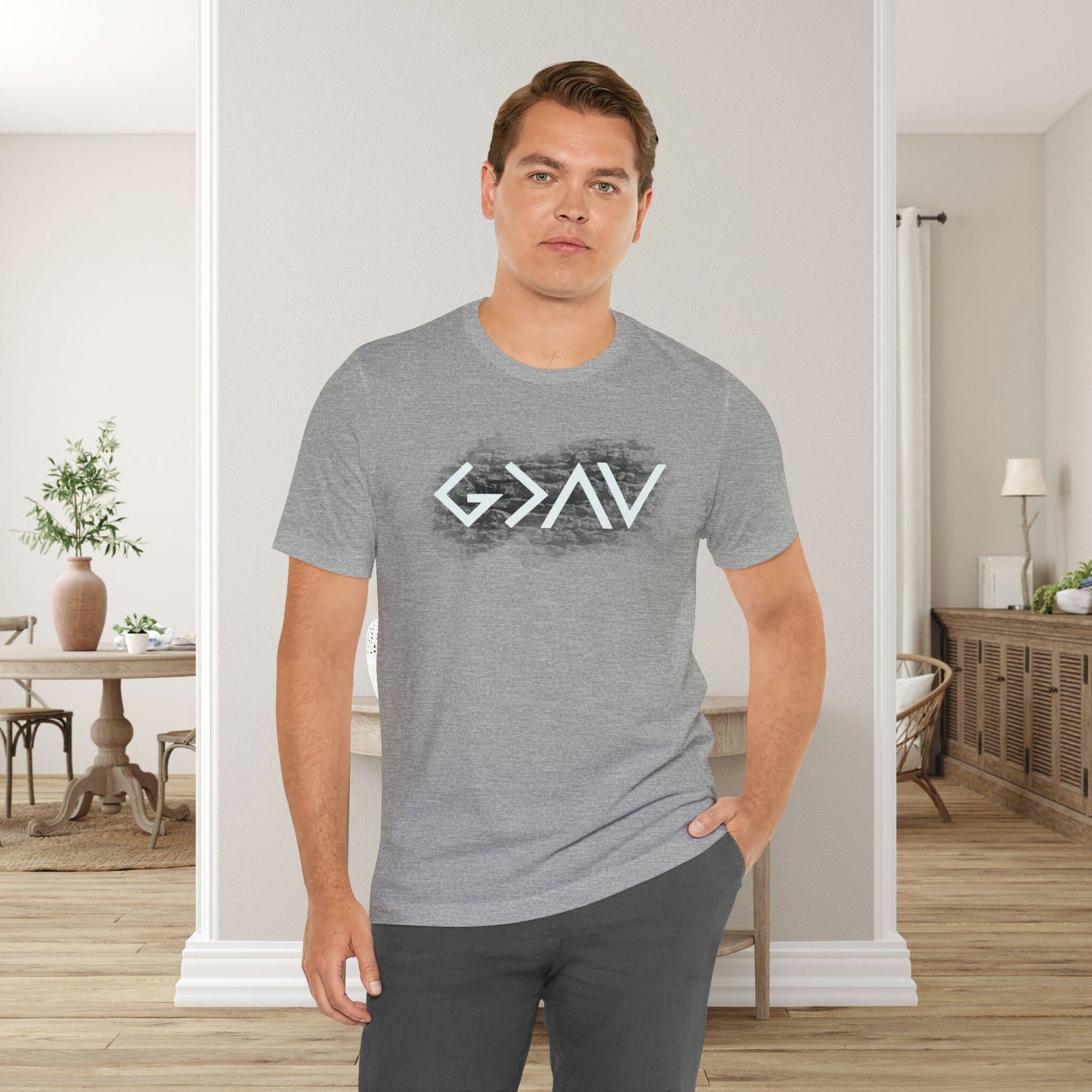 God is Greater Than The Highs and Lows Trendy Mens T-Shirt | Unique Gift for Him Her