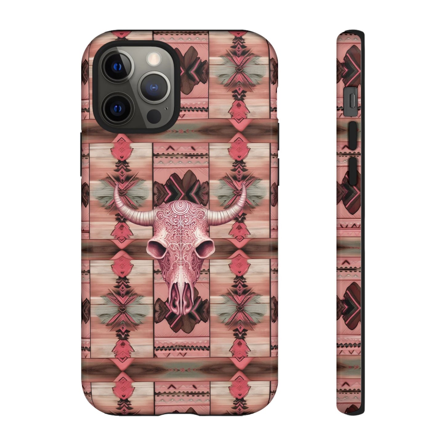 Pink Cowgirl Phone Case with Cow Skull design  Country Western Cell phone Cover