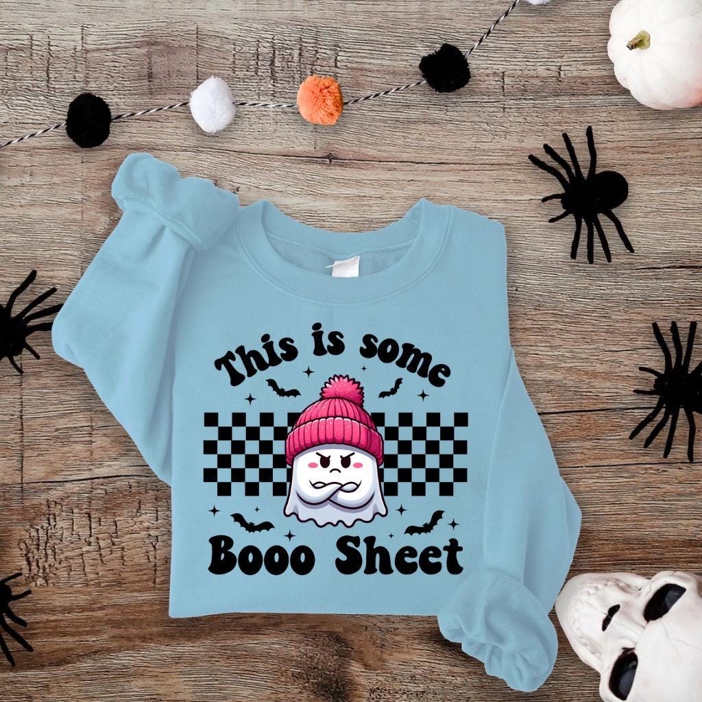 Retro Halloween SweatShirt, This is Some Boo Sheet, Cute Ghost Halloween Shirt, Trendy Spooky Hoodie, Vintage Cozy Sweater, Gifts for Her