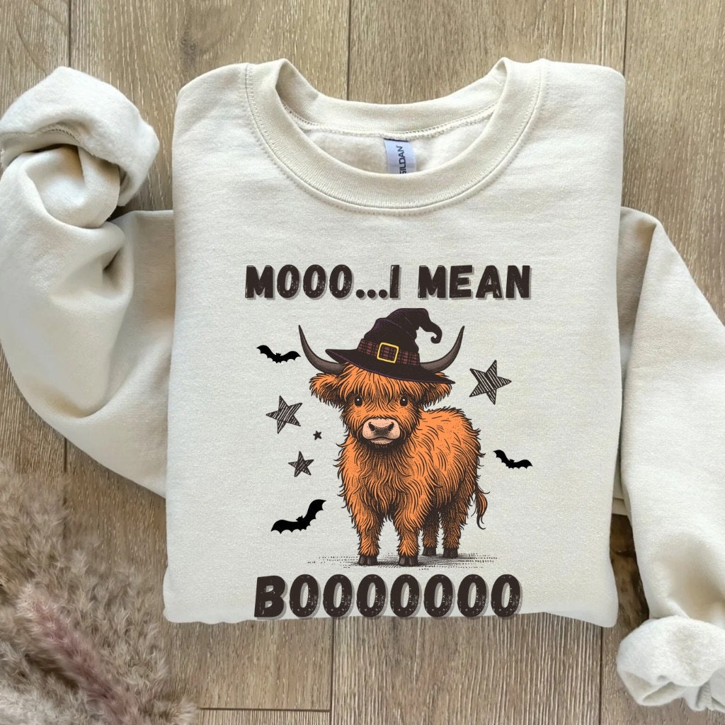 Halloween Sweatshirt Cute Cow Shirt Boo I Mean Moo - Boo Y'all Western Halloween Shirt Cowgirl Fall Shirt