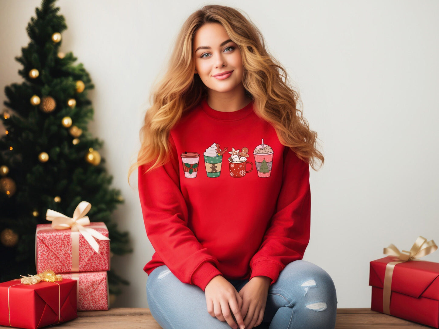 Cute Christmas Coffee Cup Sweatshirt, Christmas Sweatshirt, Cute Christmas Sweatshirt, Holiday Sweatshirt, Christmas Gift, Mom Gift