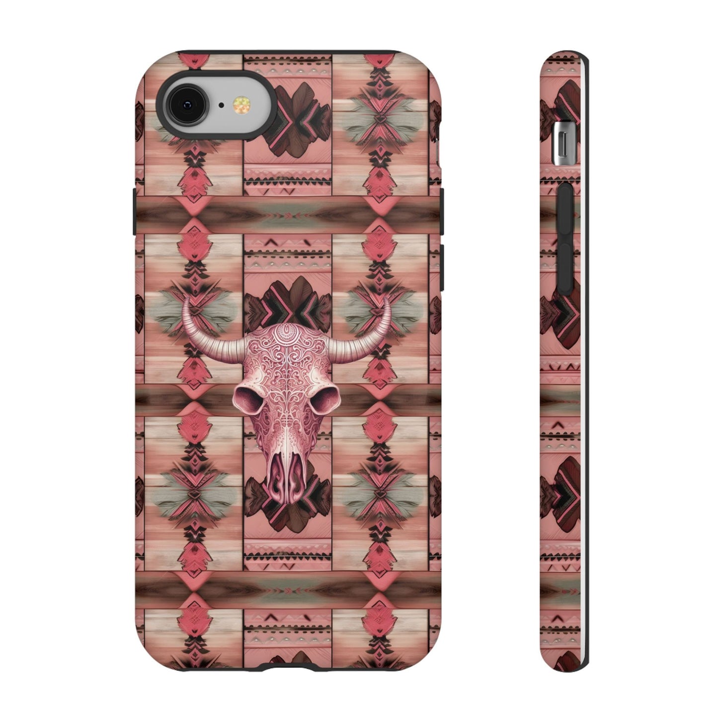 Pink Cowgirl Phone Case with Cow Skull design  Country Western Cell phone Cover