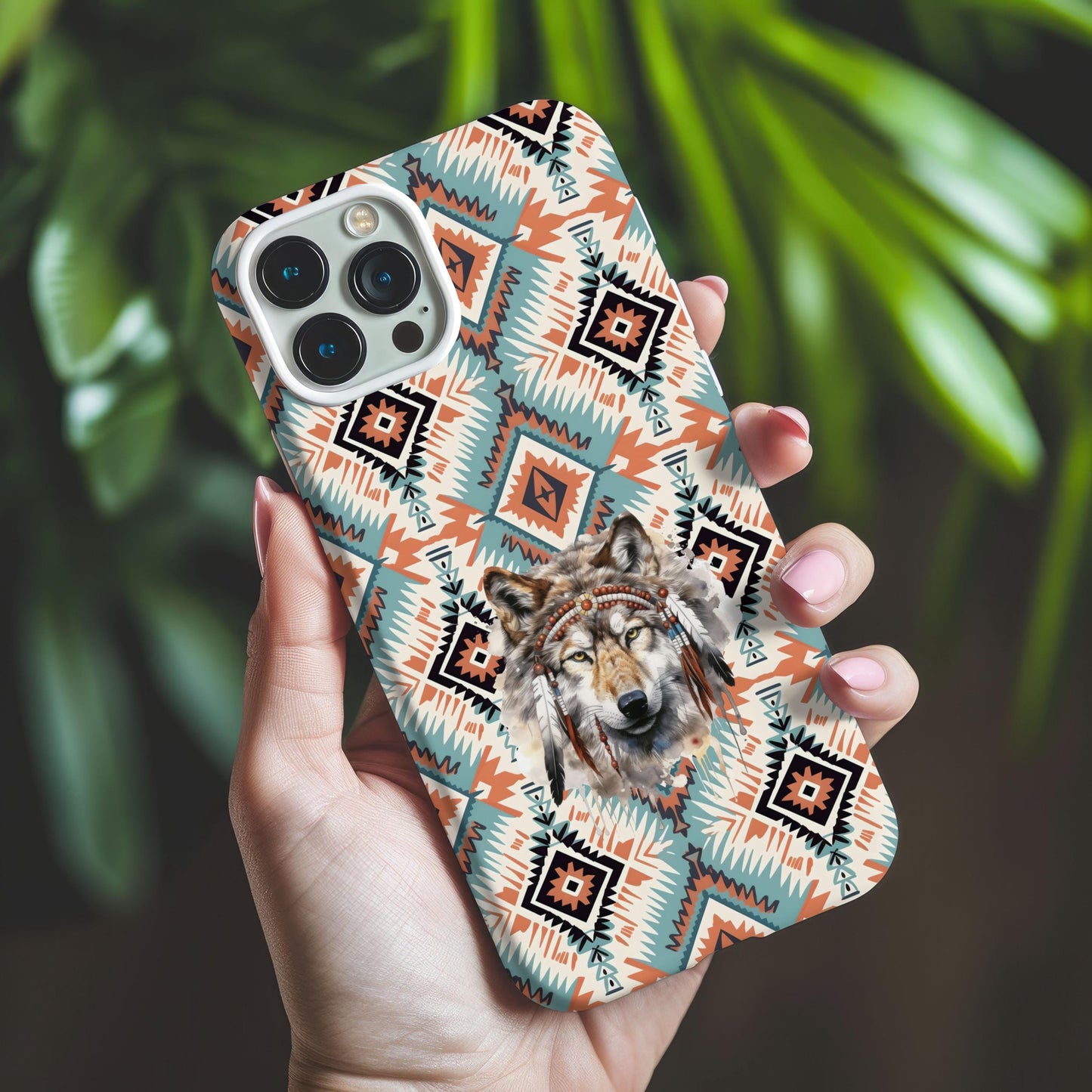 Native American Phone Case Wolf Case Cowgirl Chic Cell Phone Cover - Western Aztec Design Phone Case for iPhone Samsung Google