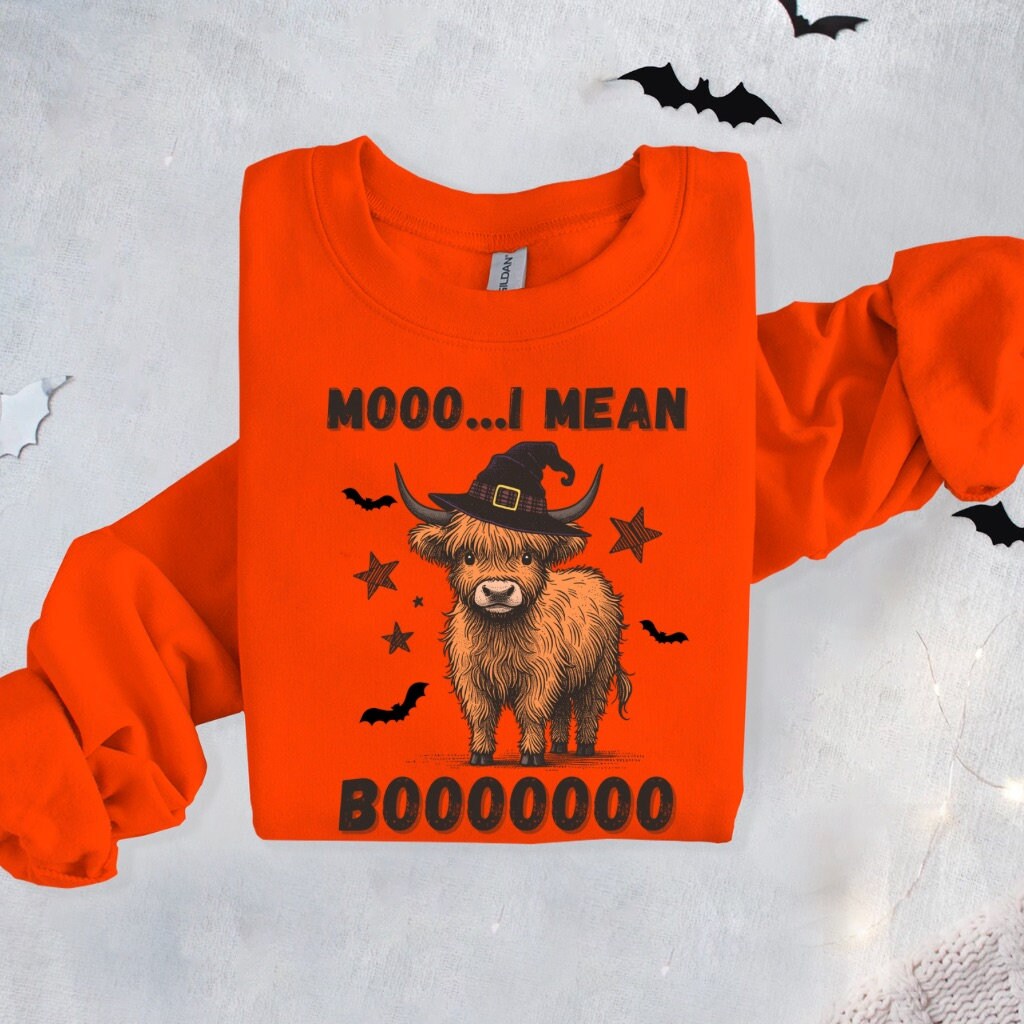 Halloween Sweatshirt Cute Cow Shirt Boo I Mean Moo - Boo Y'all Western Halloween Shirt Cowgirl Fall Shirt